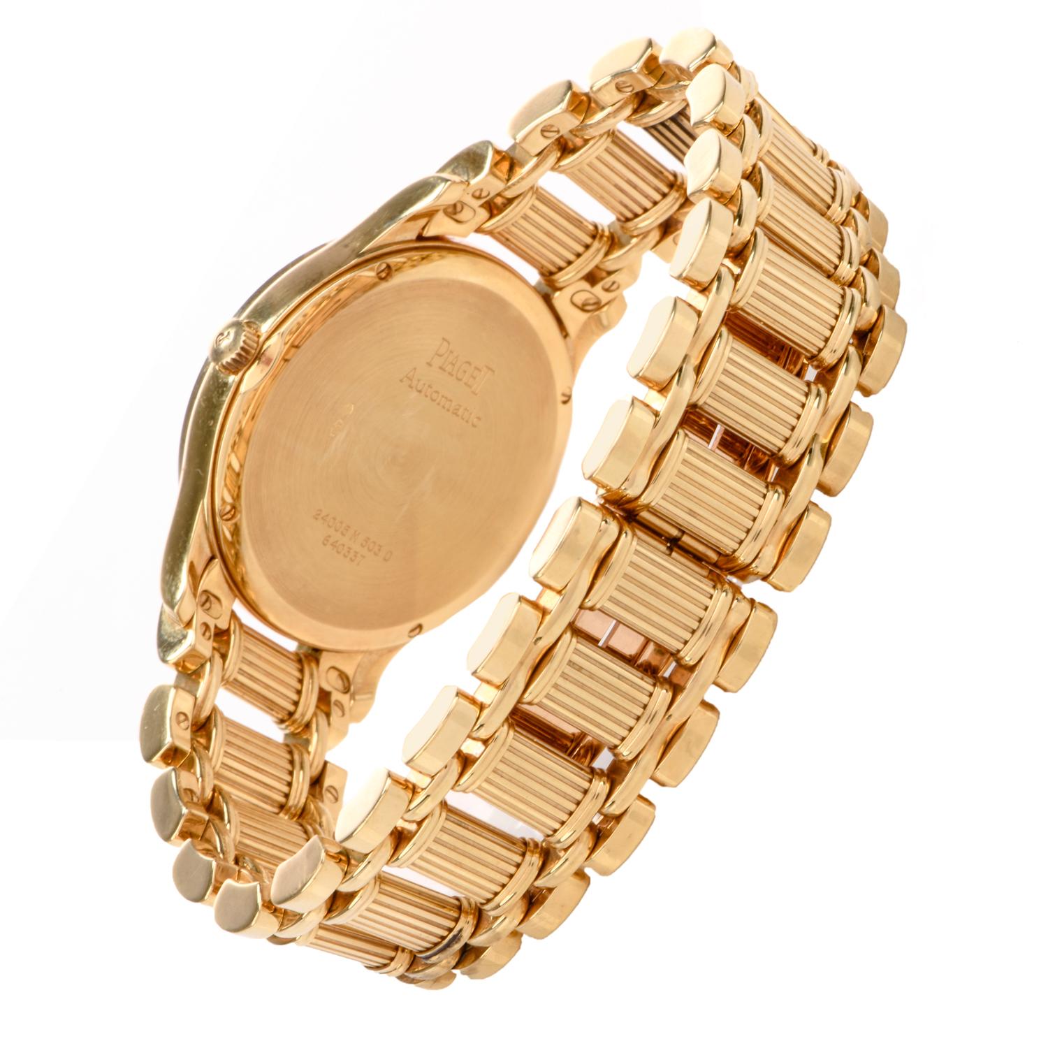 Piaget Polo 24005 M 503 D Diamond Onyx 18 Karat Yellow Gold Watch 1