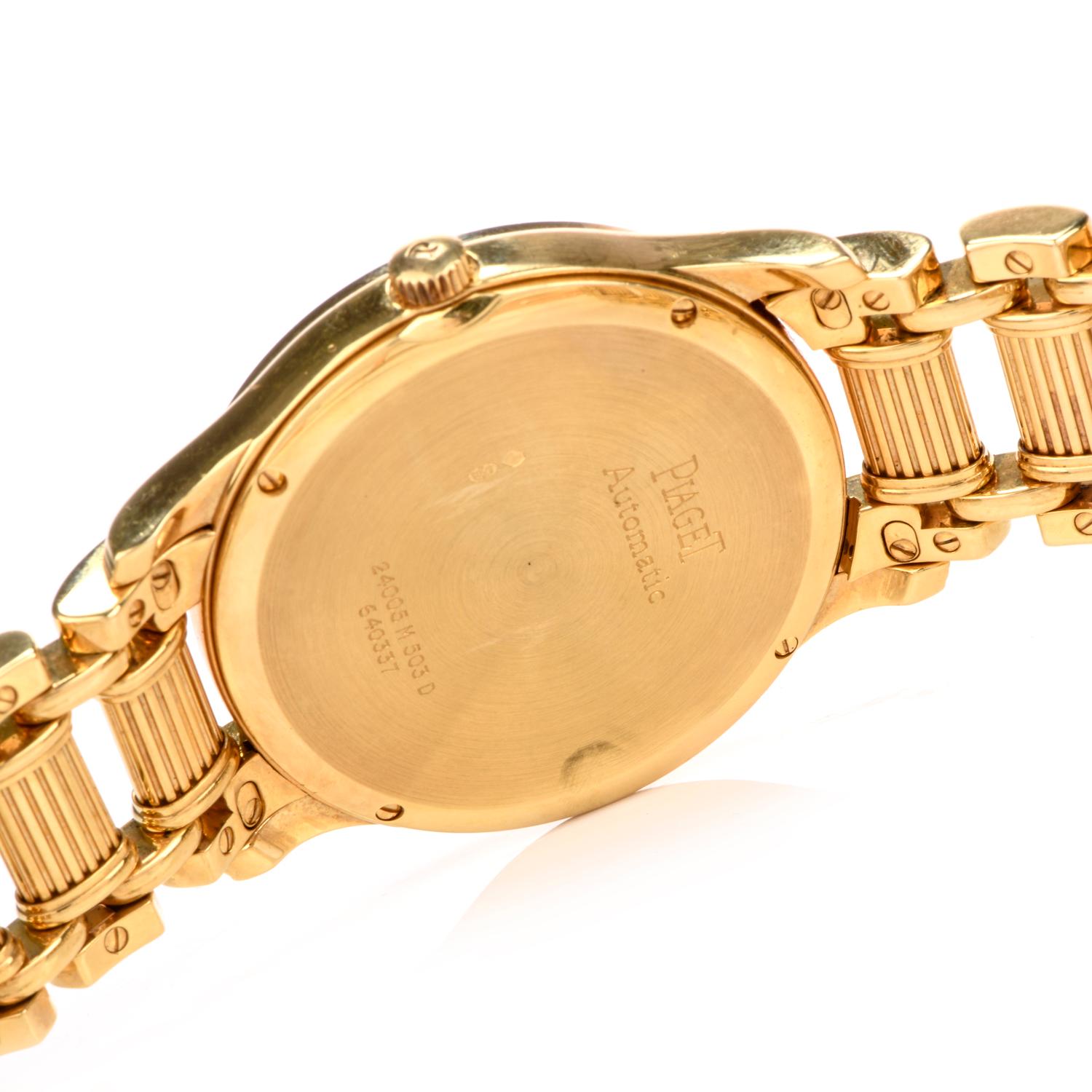 Piaget Polo 24005 M 503 D Diamond Onyx 18 Karat Yellow Gold Watch 3