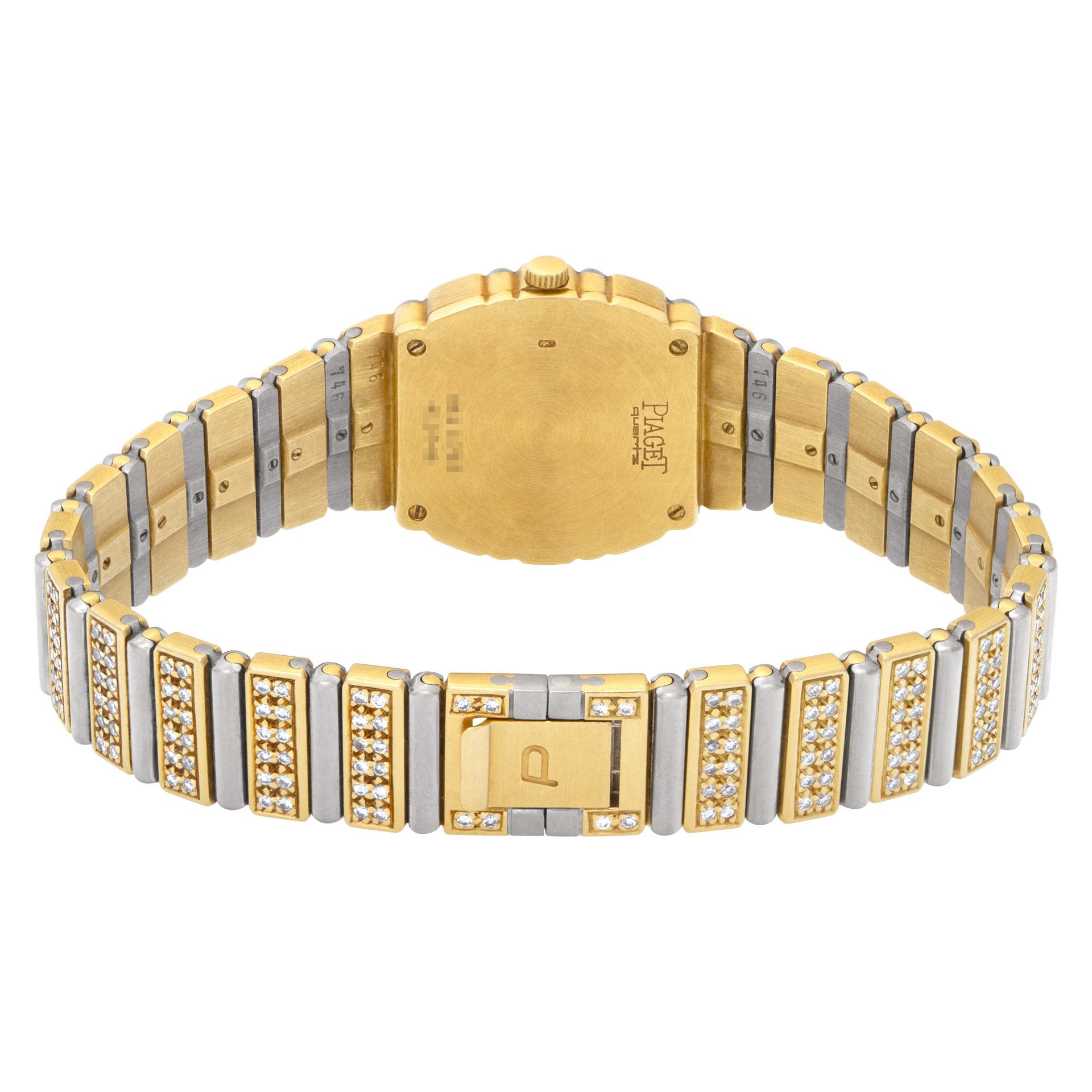Piaget Polo en or blanc et jaune 18 carats avec cadran original en diamants d'usine Pour femmes en vente