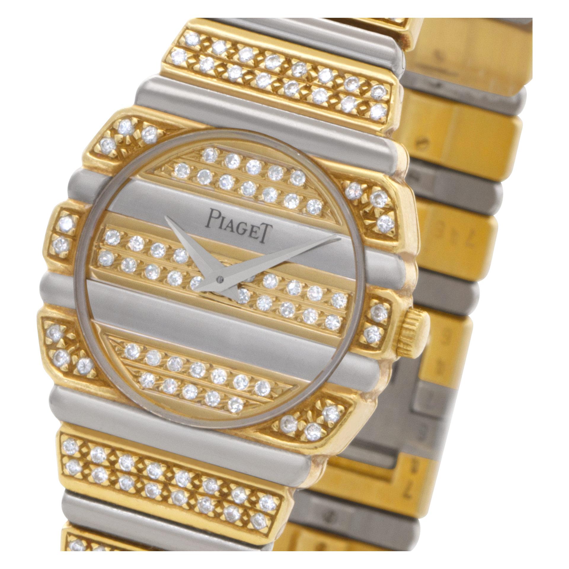 Piaget Polo en or blanc et jaune 18 carats avec cadran original en diamants d'usine en vente 1