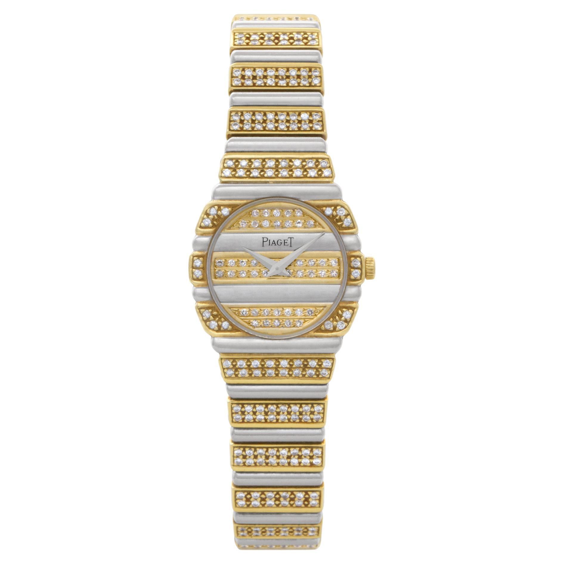 Piaget Polo en or blanc et jaune 18 carats avec cadran original en diamants d'usine en vente