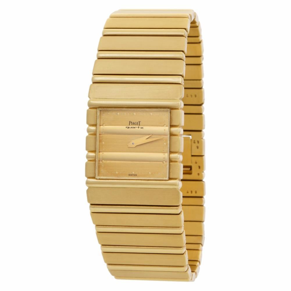 Piaget Polo in 18k yellow gold. Quartz. Ref 7131 C701. Circa 1990s. Fine Pre-owned Piaget Watch. Certified preowned Classic Piaget Polo 7131 C701 watch is made out of yellow gold on a 18k bracelet with a 18k Clasp buckle. This Piaget watch has a 25