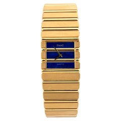 Retro Piaget Polo 7131C701 Lapis Dial 18K Gold Quartz Men's Watch with Box 25mm