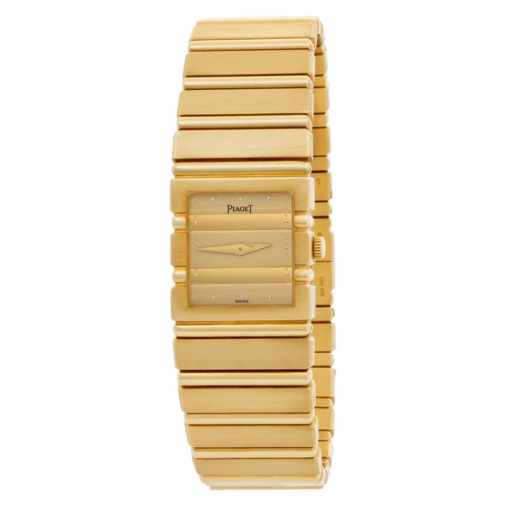 Ladies Piaget Polo in 18k yellow gold. Quartz. 20 mm case size. Fits 6.75 inches wrist. Circa 1980s. Ref 8131C701. Fine Pre-owned Piaget Watch. Certified preowned Classic Piaget Polo 8131C701 watch is made out of yellow gold on a 18k bracelet with a