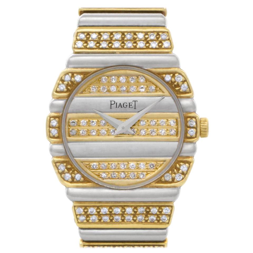 Piaget Polo 861 C 725 18 Karat Weiß 
Gelbgold Fabrik Diamanten Quarzuhr