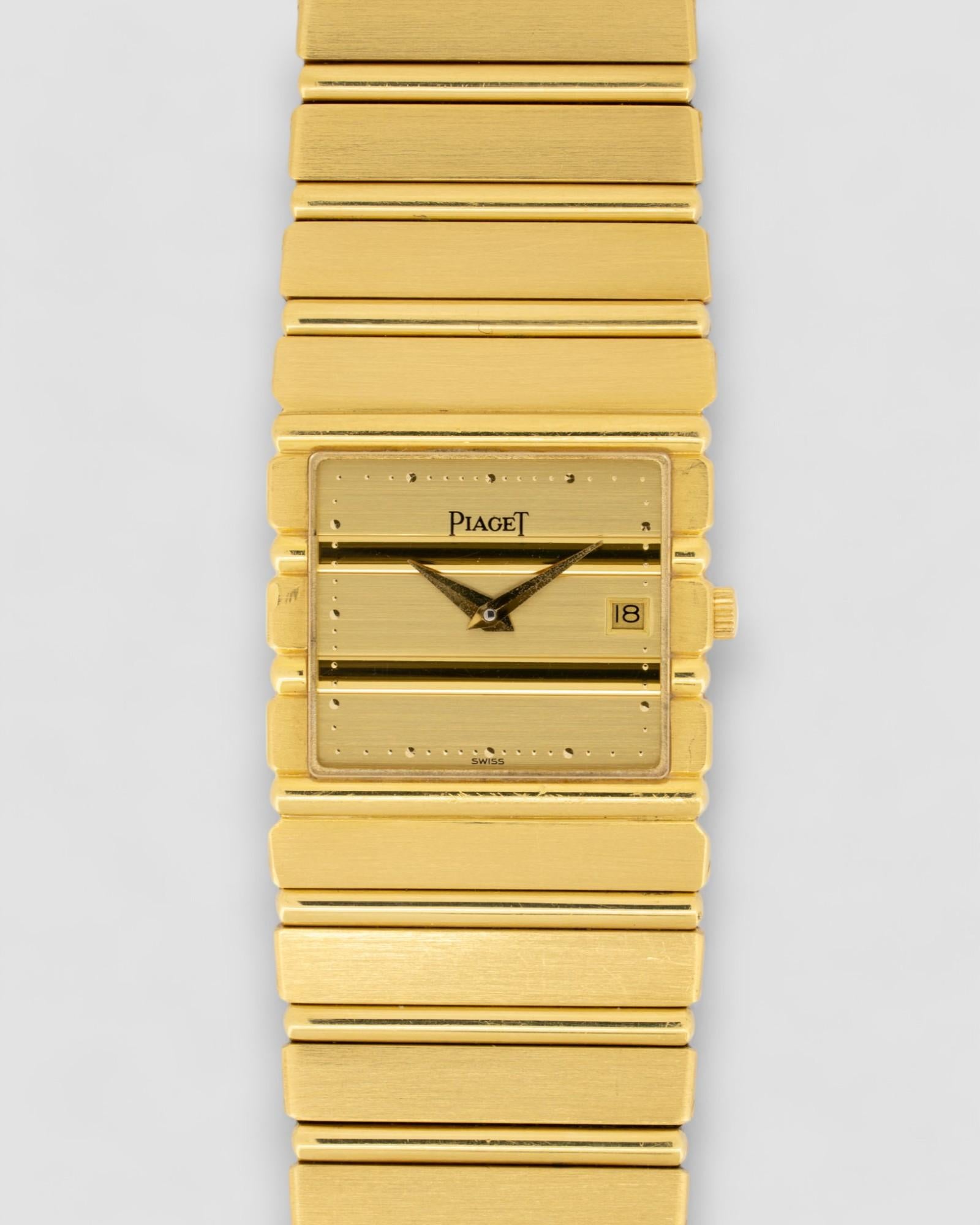 Piaget Polo Date 31131 Quadrante Champagne 18k YG anni '90 in vendita 13