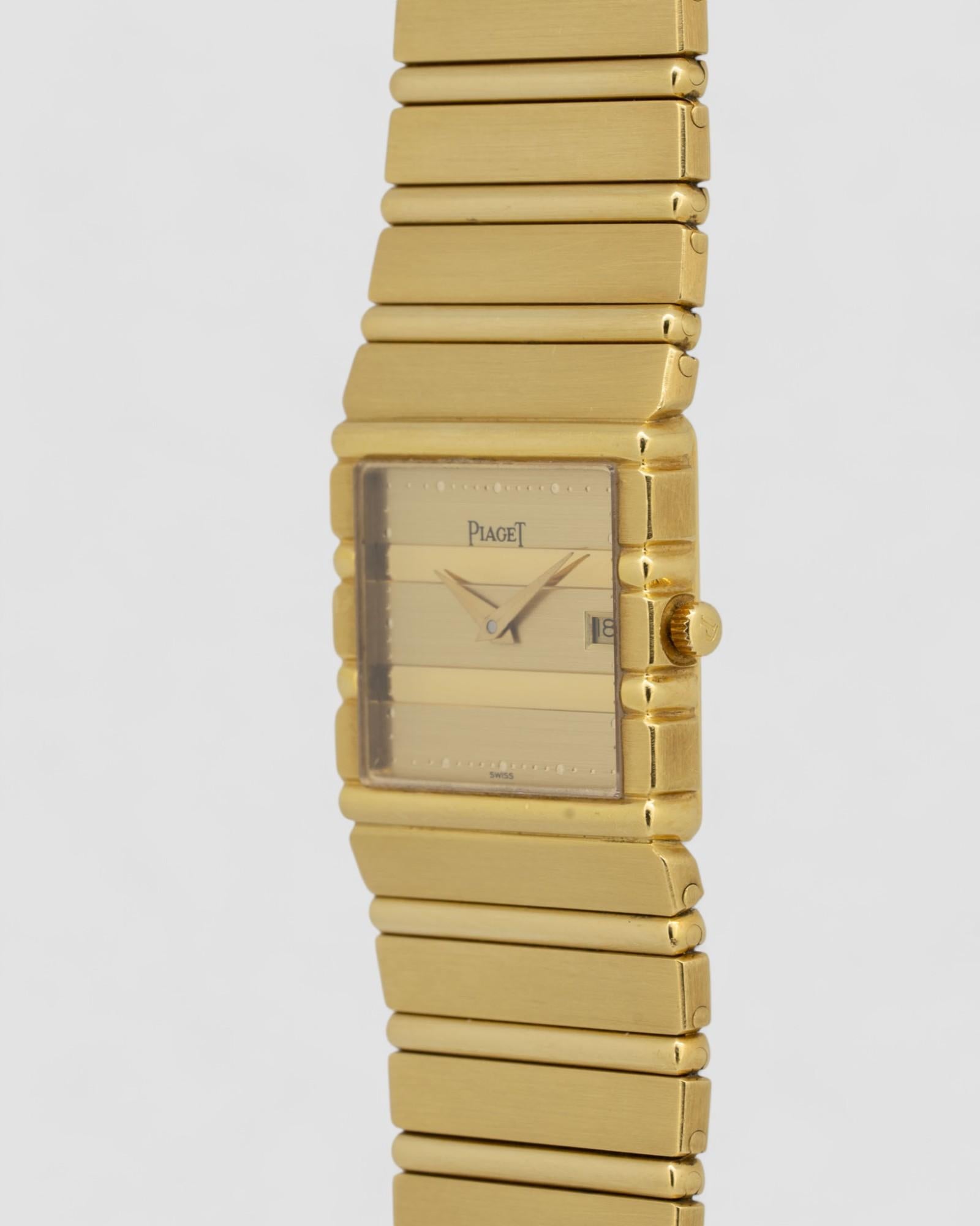 da uomo o donna Piaget Polo Date 31131 Quadrante Champagne 18k YG anni '90 in vendita