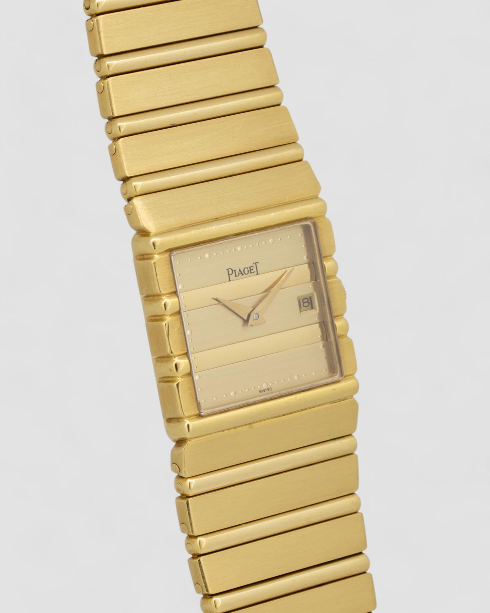 Piaget Polo Date 31131 Quadrante Champagne 18k YG anni '90 in vendita 1