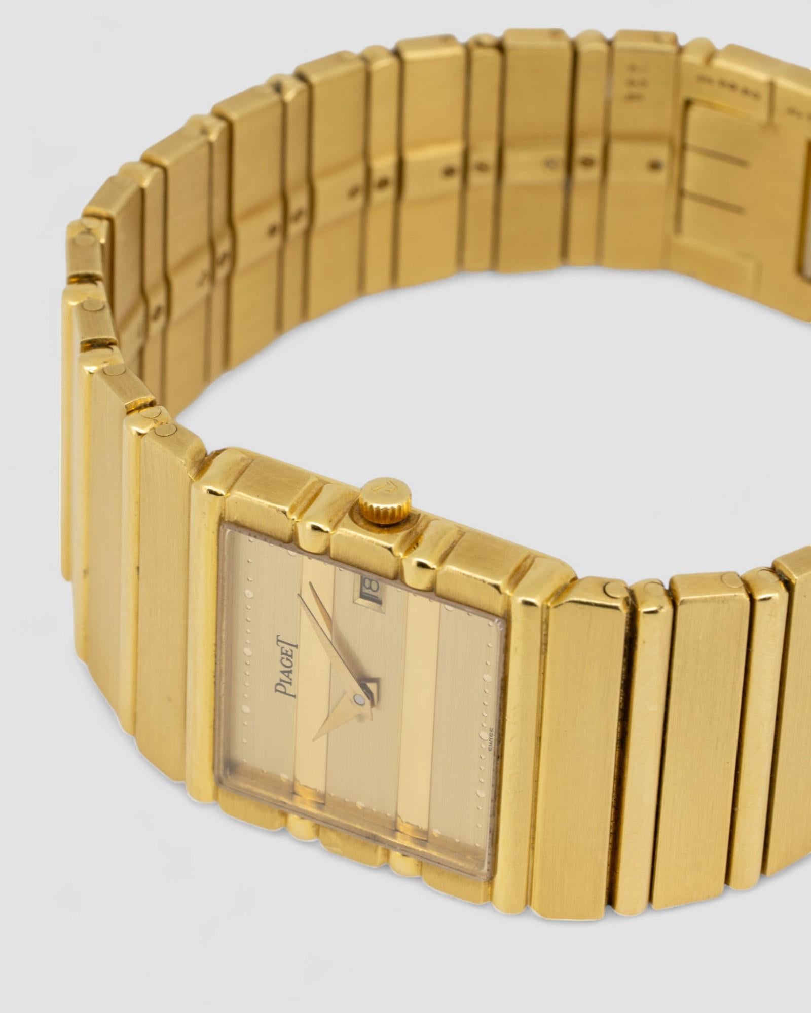 Piaget Polo Date 31131 Quadrante Champagne 18k YG anni '90 in vendita 3