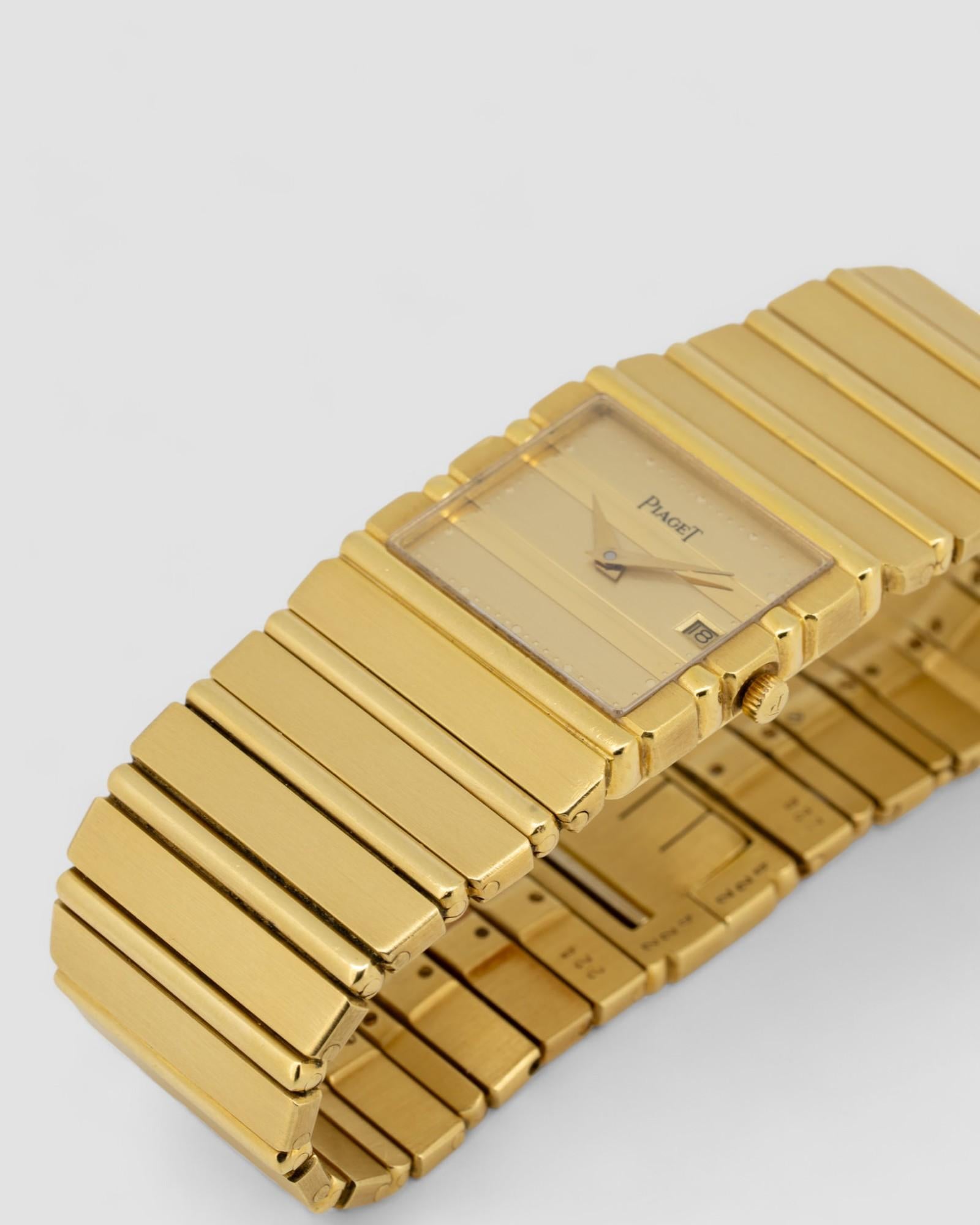 Piaget Polo Date 31131 Quadrante Champagne 18k YG anni '90 in vendita 4