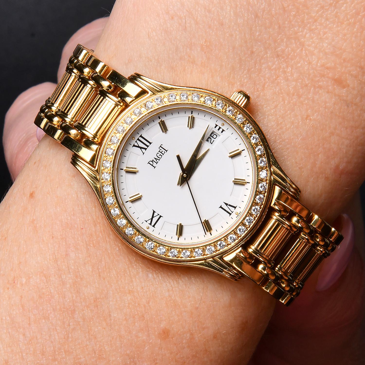 Piaget Polo Diamond 18K Gold M 501D Quartz Ladies Watch For Sale 5