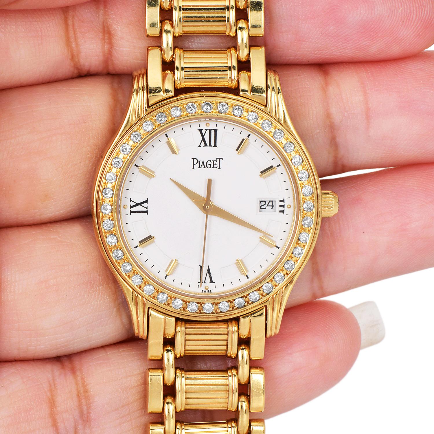 Piaget Polo Diamond 18K Gold M 501D Quartz Ladies Watch For Sale 3