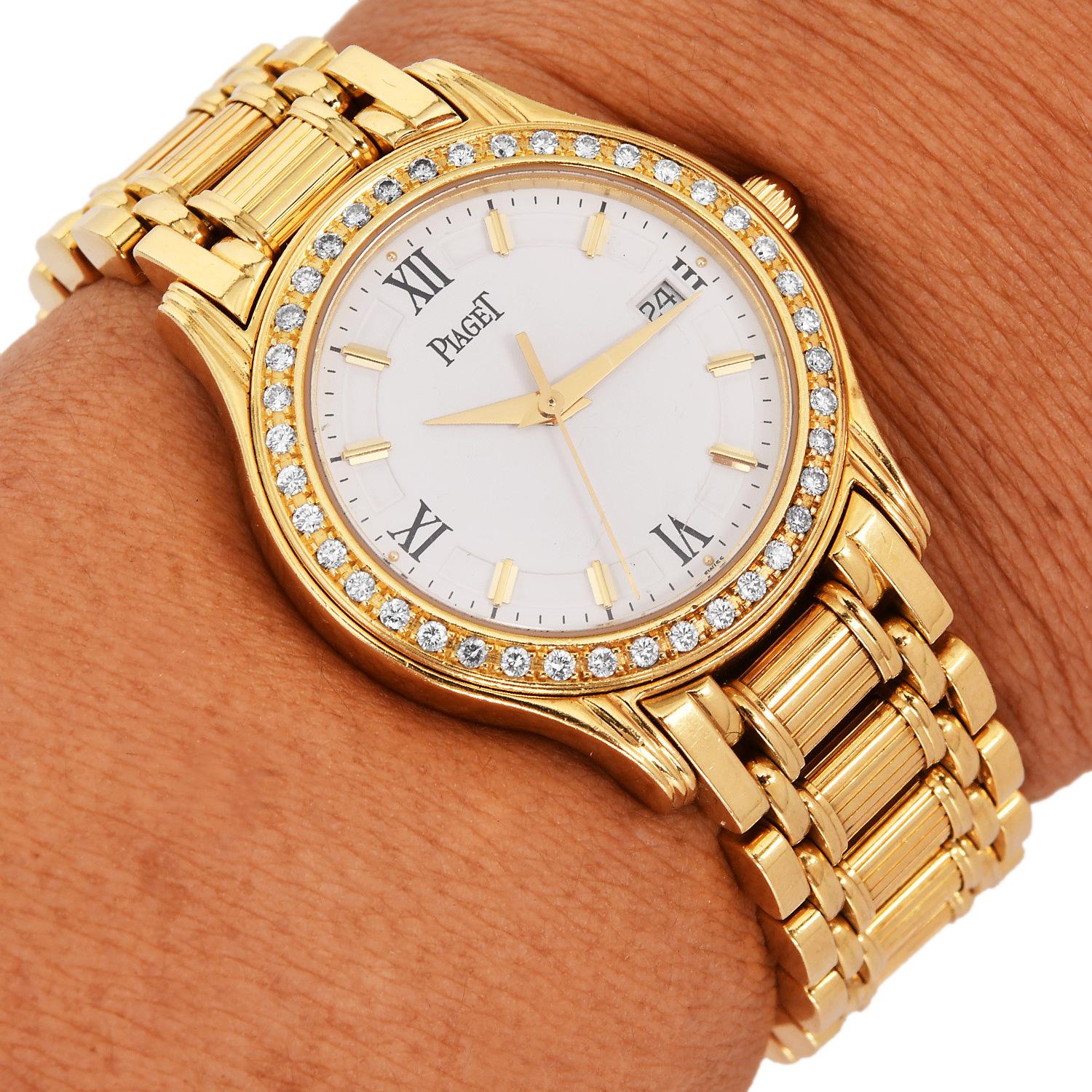 Piaget Polo Diamond 18K Gold M 501D Quartz Ladies Watch For Sale 4