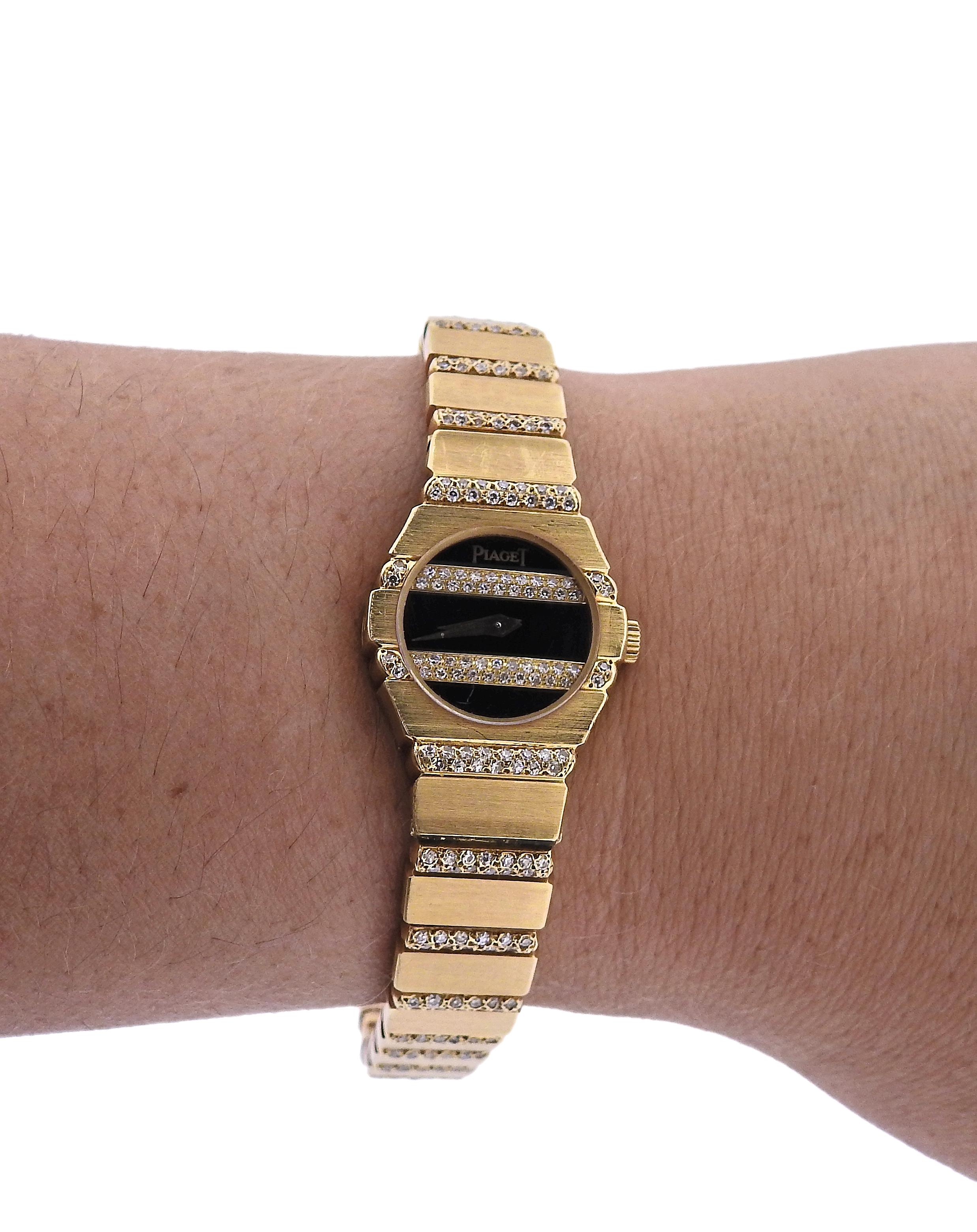 Piaget Polo Diamond Gold Watch In Excellent Condition For Sale In New York, NY