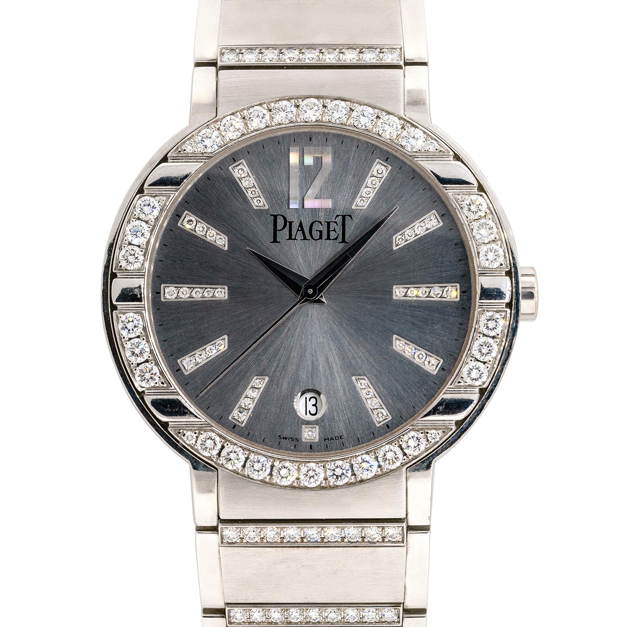 Taille ronde Piaget Polo Montre en or blanc 18 carats avec diamants en vente