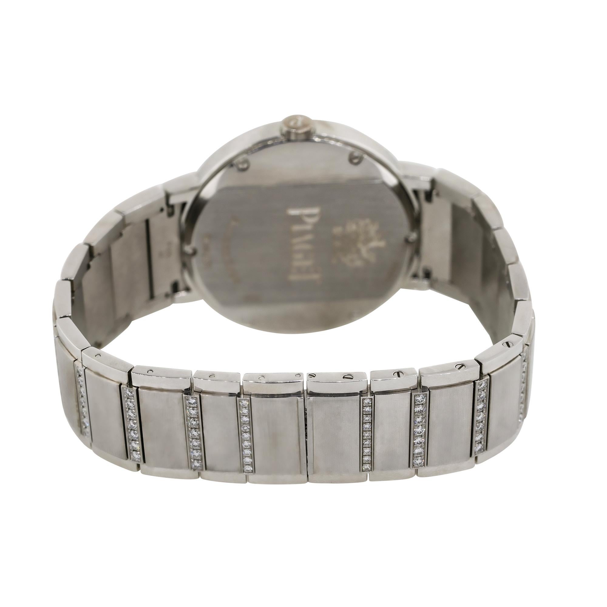 Piaget 18k White Gold Polo Diamond Watch In Excellent Condition For Sale In Boca Raton, FL