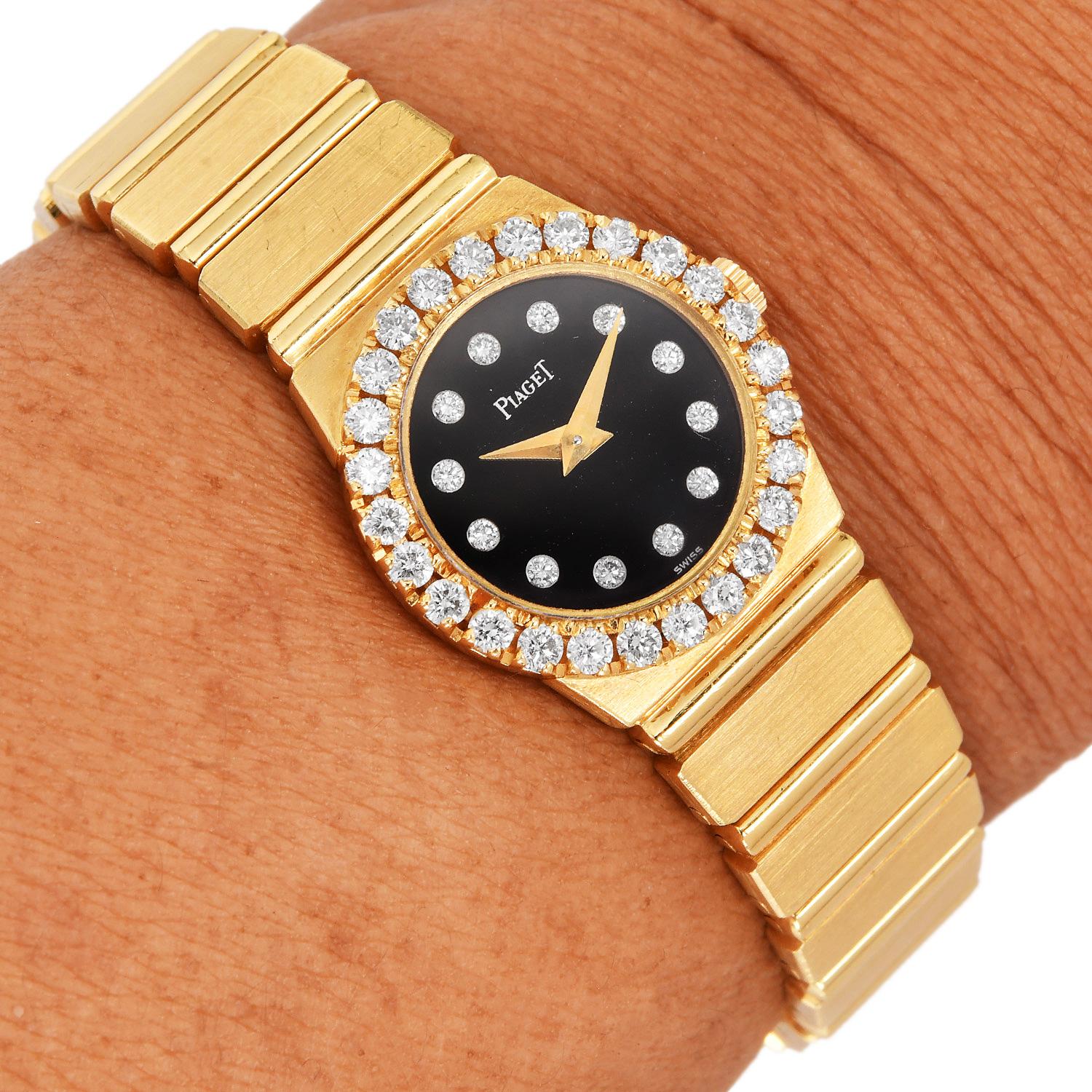 Piaget Polo Diamond Onyx-Dial 18K Gold  8296 C701 Women’s Watch For Sale 5
