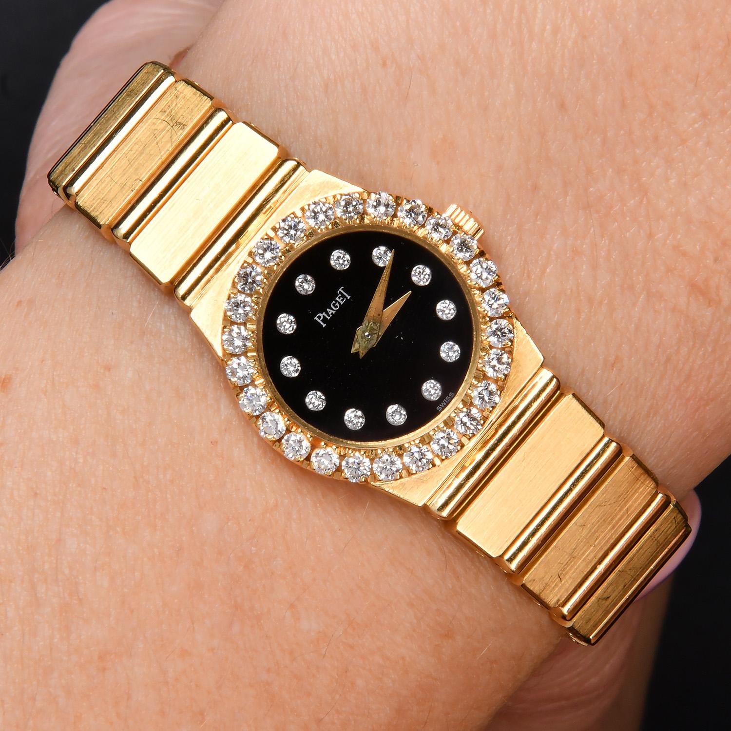 Piaget Polo Diamond Onyx-Dial 18K Gold  8296 C701 Women’s Watch For Sale 6
