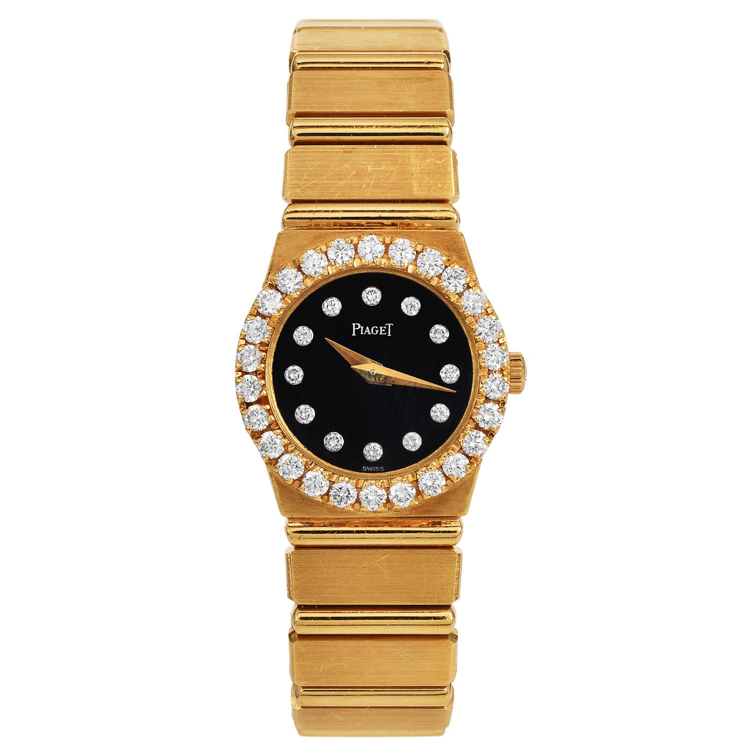 Piaget Polo Onyx-Dial 8296 C701 Women's Watch, in luxurious 18K yellow gold.

Key Features:

Model Number: 8296 C701

Movement: Quartz 

Case Material: 18K Yellow Gold

Case Size: 21mm round

Crystal: Scratch-resistant Sapphire

Dial: Genuine onyx