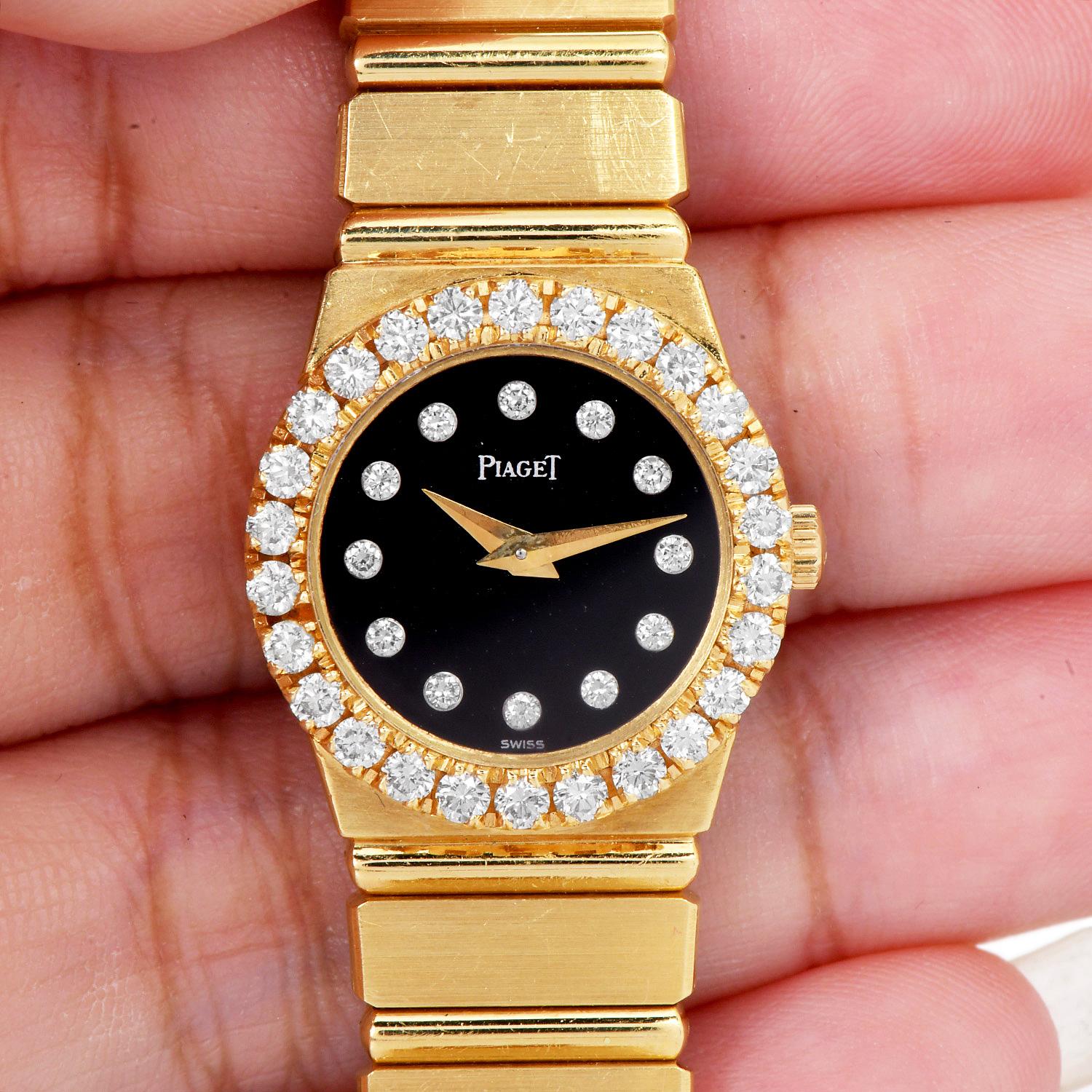 Piaget Polo Diamond Onyx-Dial 18K Gold  8296 C701 Women’s Watch For Sale 4