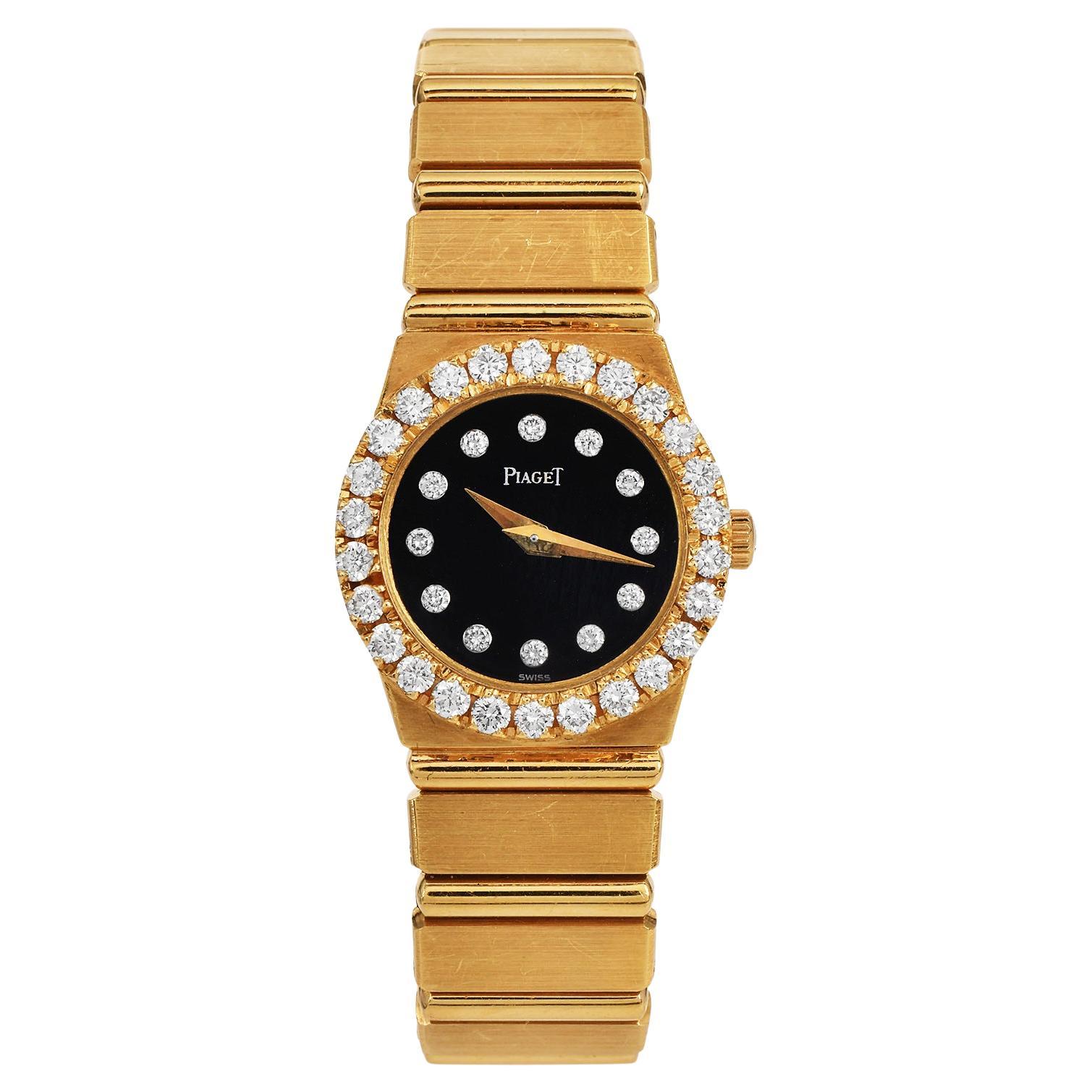 Piaget Polo Diamant Onyx-Zifferblatt 18K Gold  8296 C701 Damenuhr