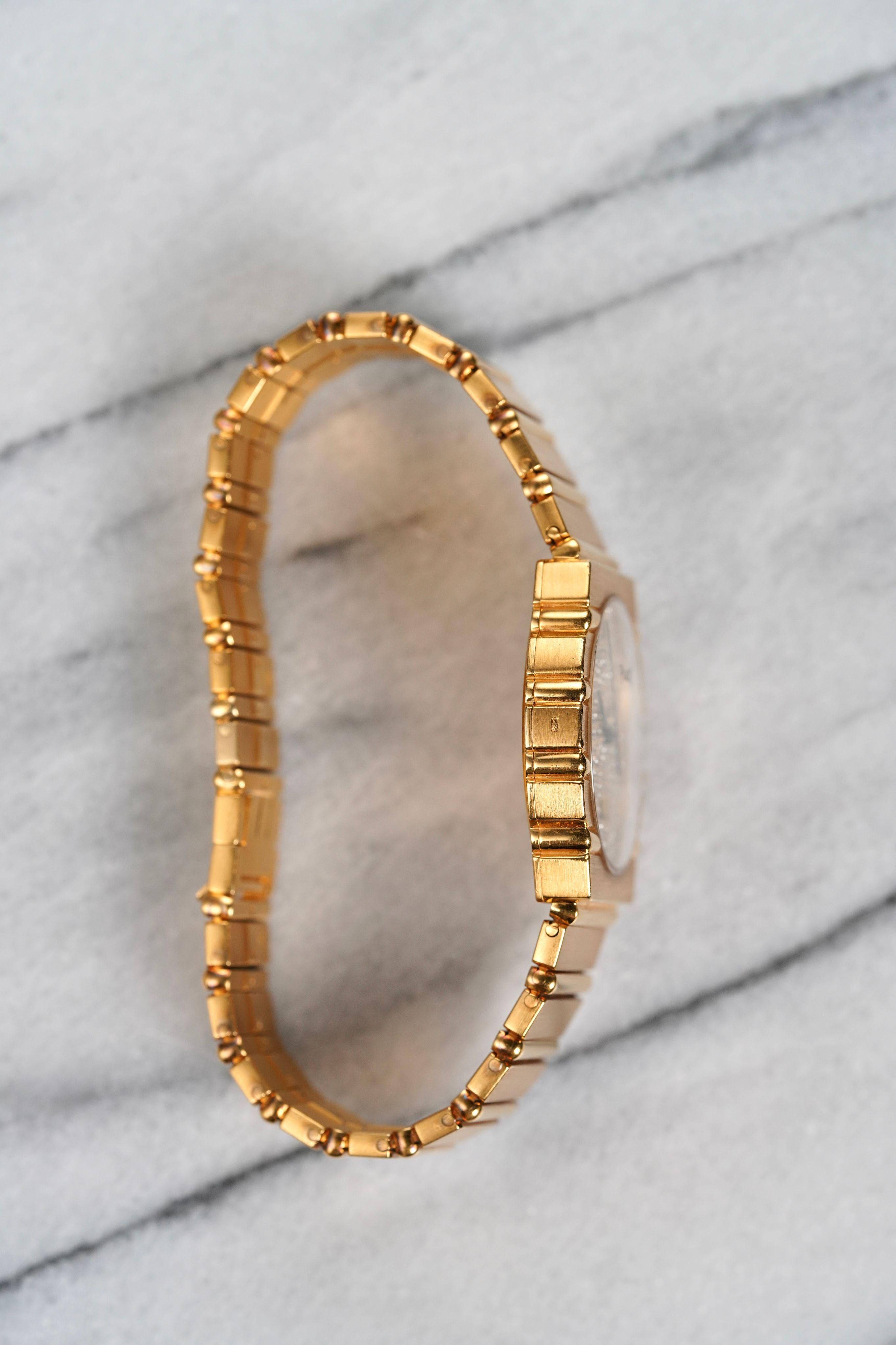 Orologio Piaget Polo Diamond Pave Dial in oro giallo 18 carati, anni '80 In condizioni buone in vendita a New York, NY