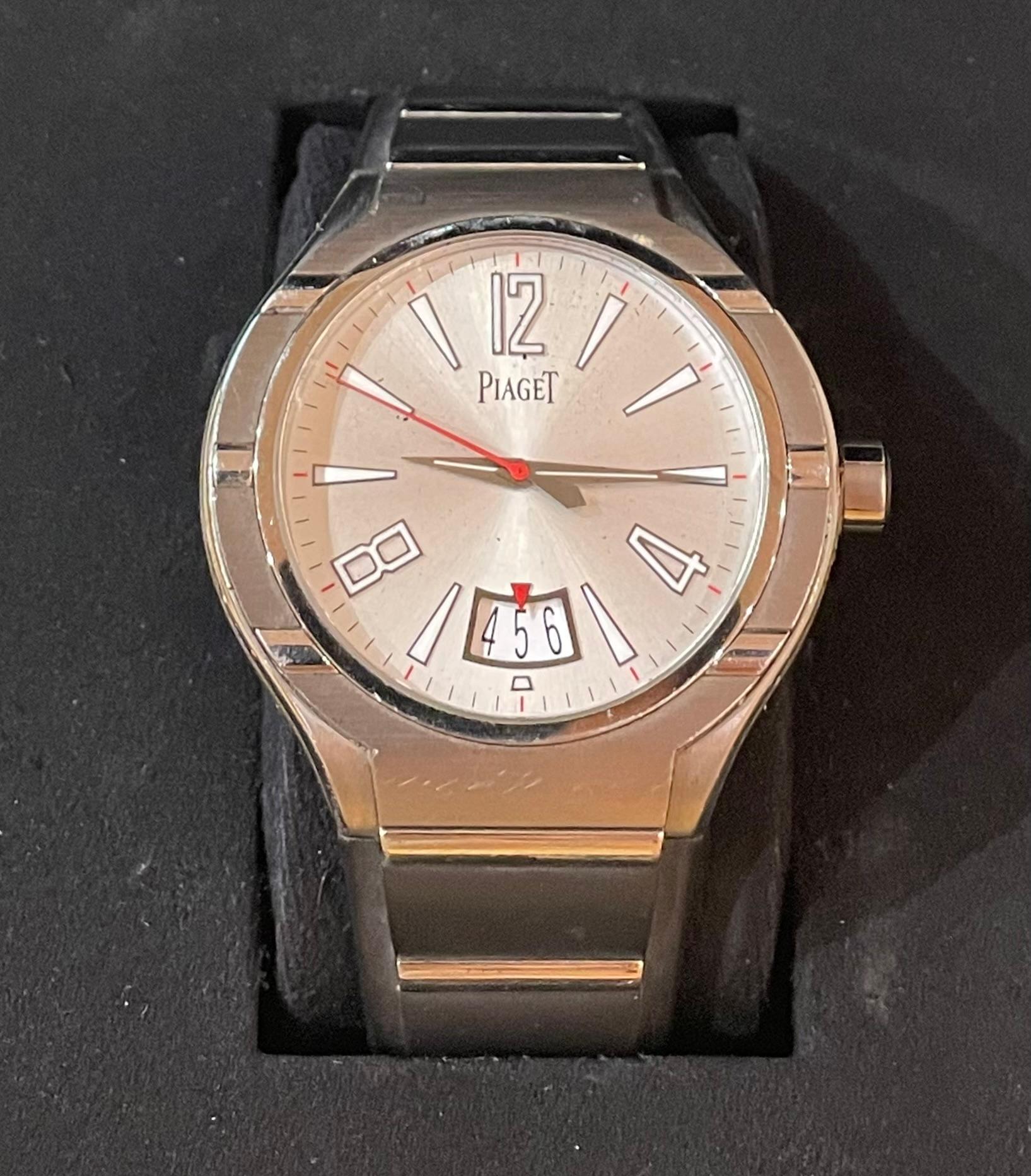 PIAGET Polo FortyFive Men's Watch P10605 with Original Box In Good Condition For Sale In Manhasset, NY