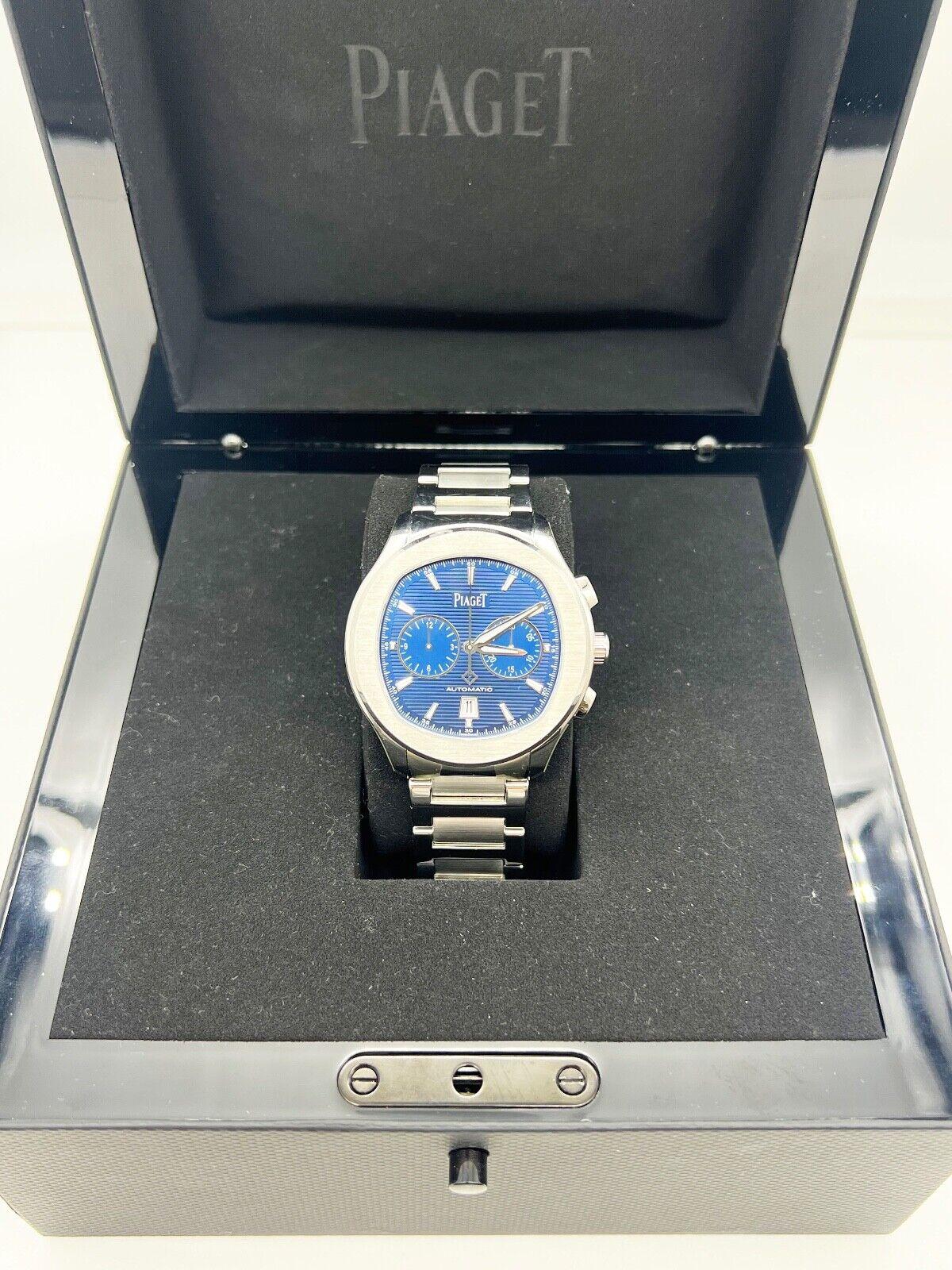 Piaget Polo G0A41006 Chronograph Blue Dial Stainless Steel Box For Sale 3