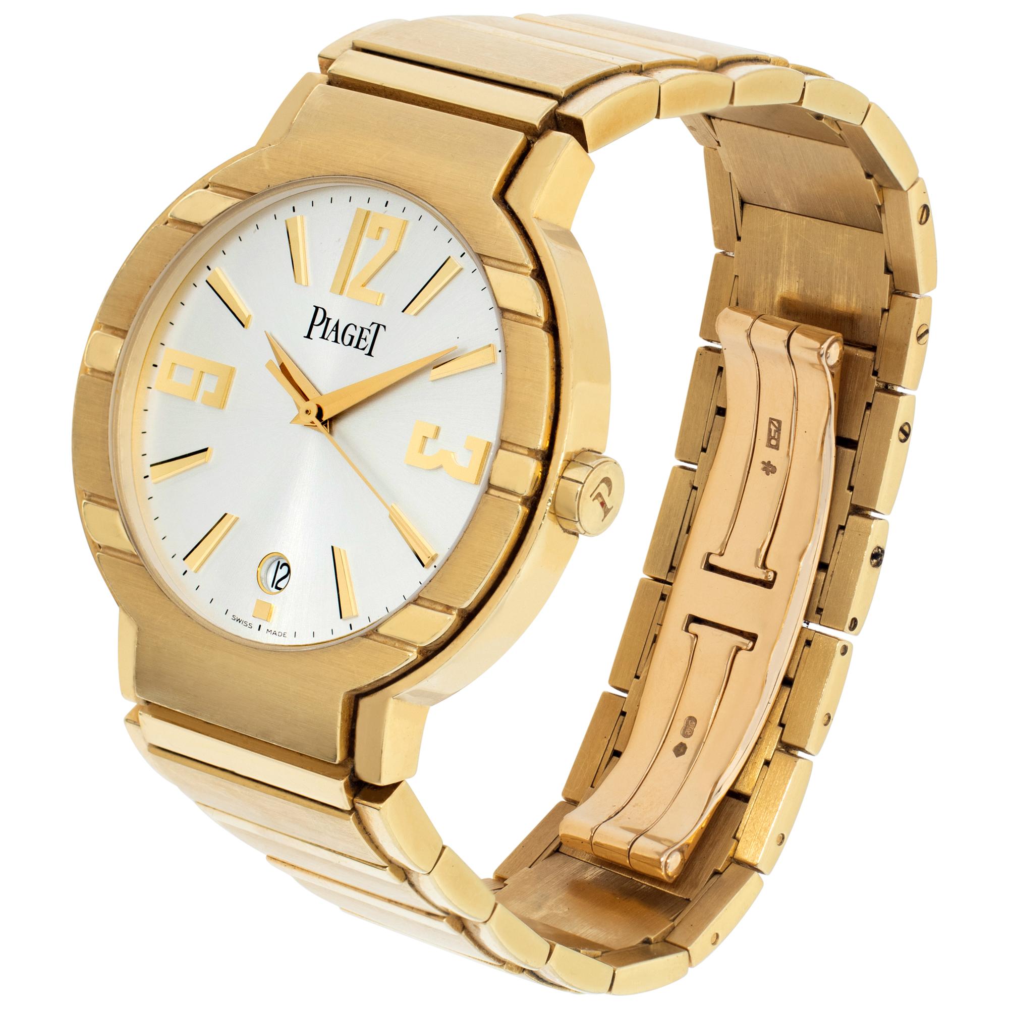 Piaget Polo in 18k yellow gold with white arabic and stick dial. Auto w/ sweep seconds and date. 38 mm case size. With box and papers. Ref GOA26021. Circa 2000s. Fine Pre-owned Piaget Watch. Certified preowned Dress Piaget Polo GOA26021 watch is