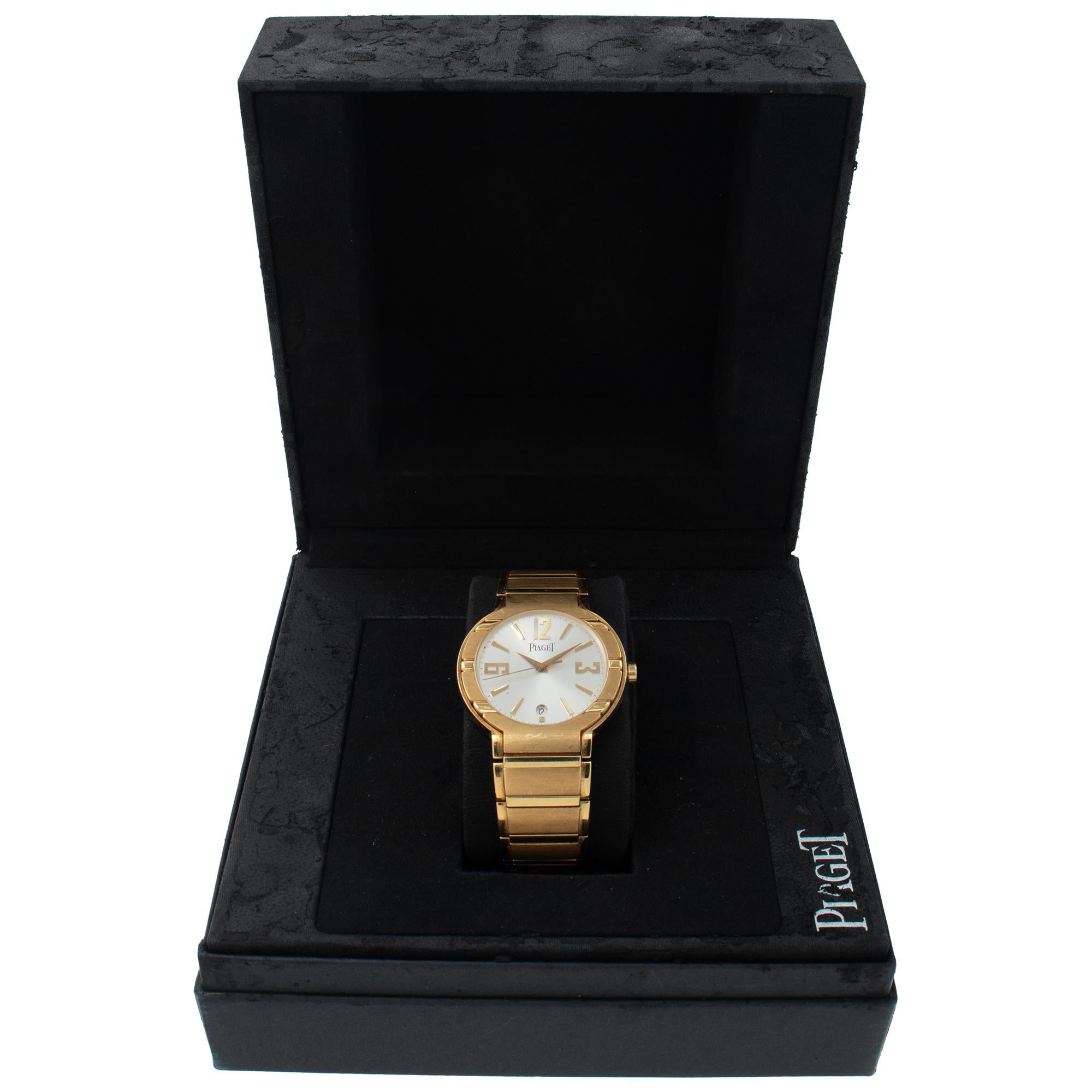 Piaget Polo GOA26021 in yellow gold with a Silver dial 38mm Automatic watch In Excellent Condition For Sale In Surfside, FL