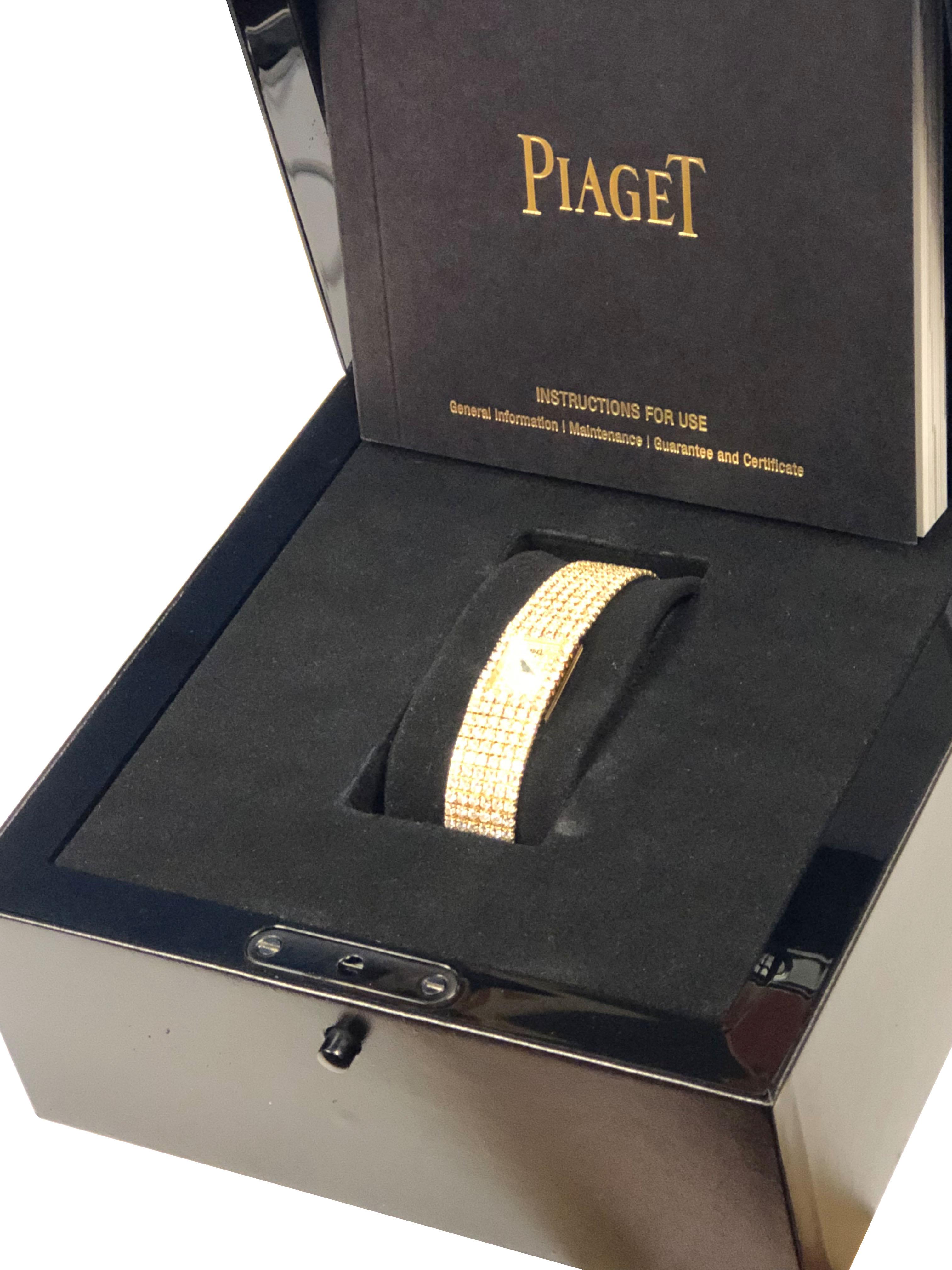 Round Cut Piaget Polo Ladies Yellow Gold and 20 Carats of Diamonds Wrist Watch For Sale