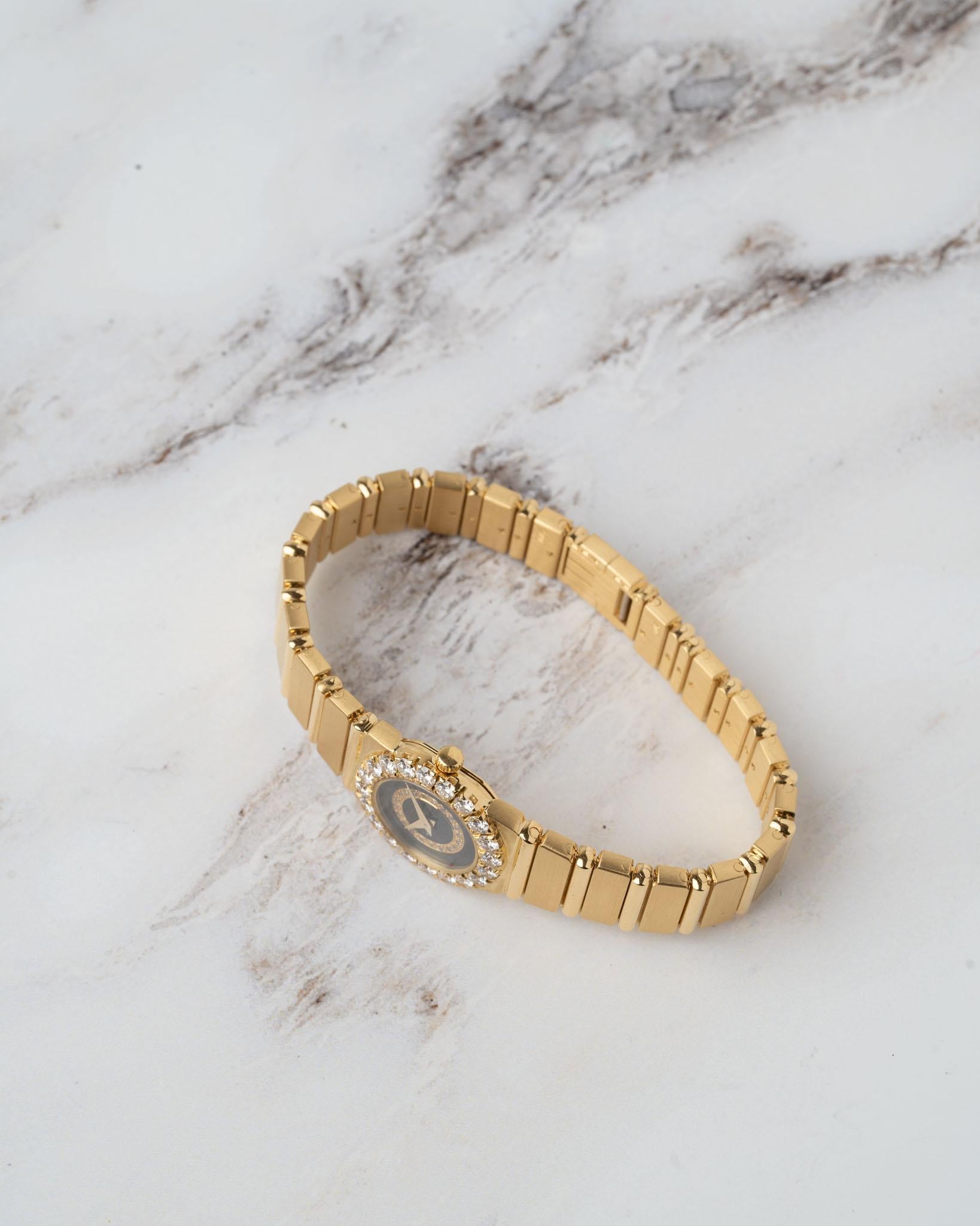 Piaget Polo Mini 8286 C701 Bisel Grande Diamante Esfera Onyx 18k YG en venta 6