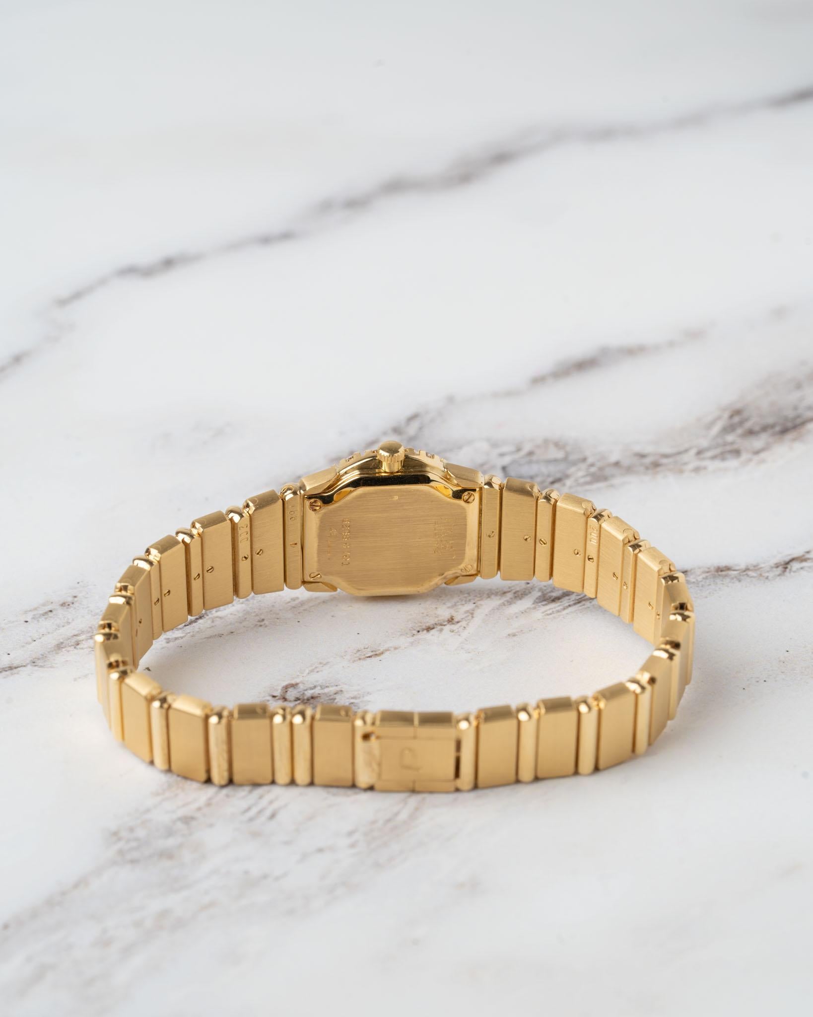 Piaget Polo Mini 8286 C701 Bisel Grande Diamante Esfera Onyx 18k YG en venta 14