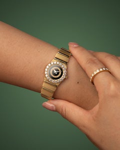 Piaget Polo Mini 8286 C701 Big Diamond Lünette Onyx Zifferblatt 18k YG