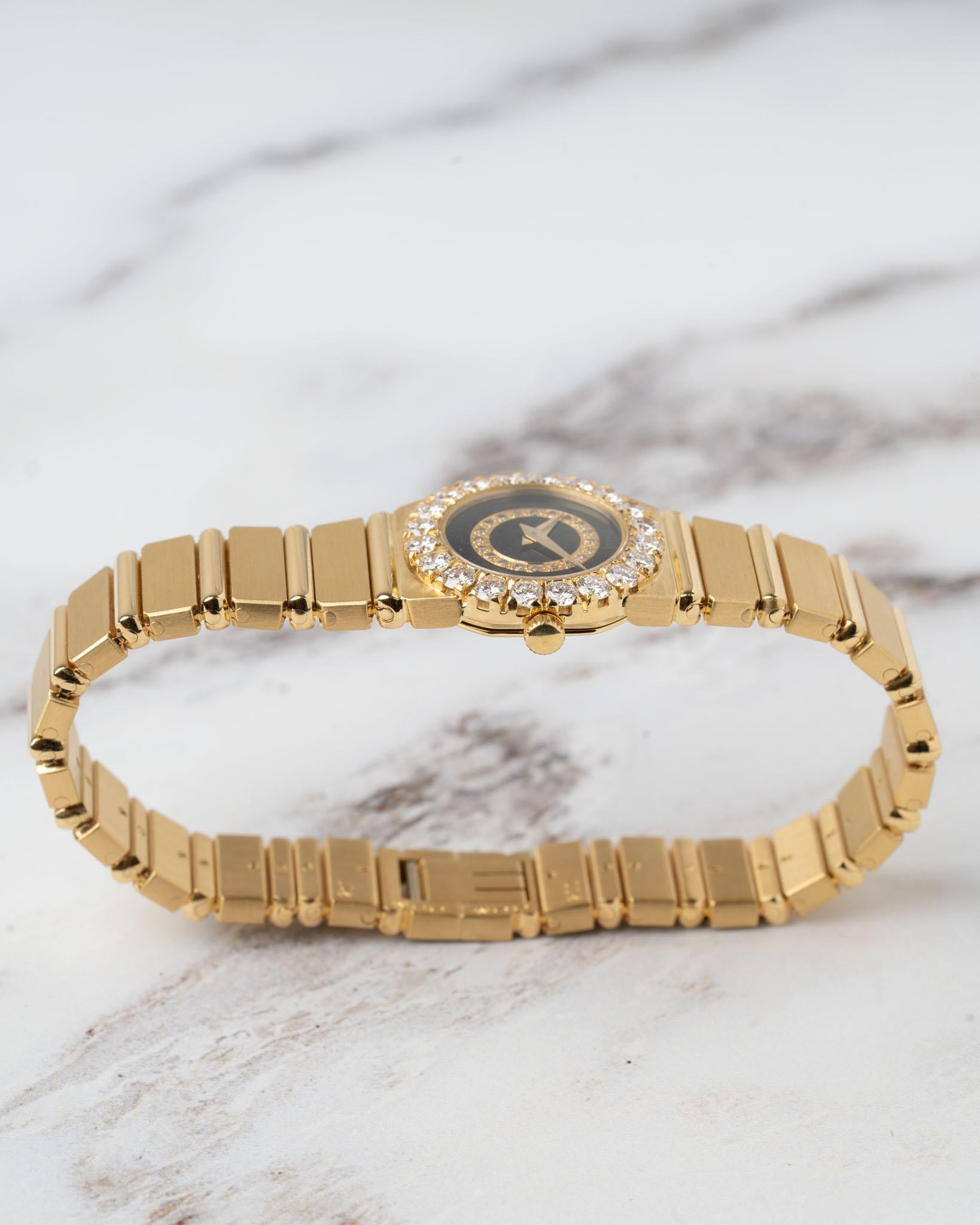 Piaget Polo Mini 8286 C701 Bisel Grande Diamante Esfera Onyx 18k YG en venta 2