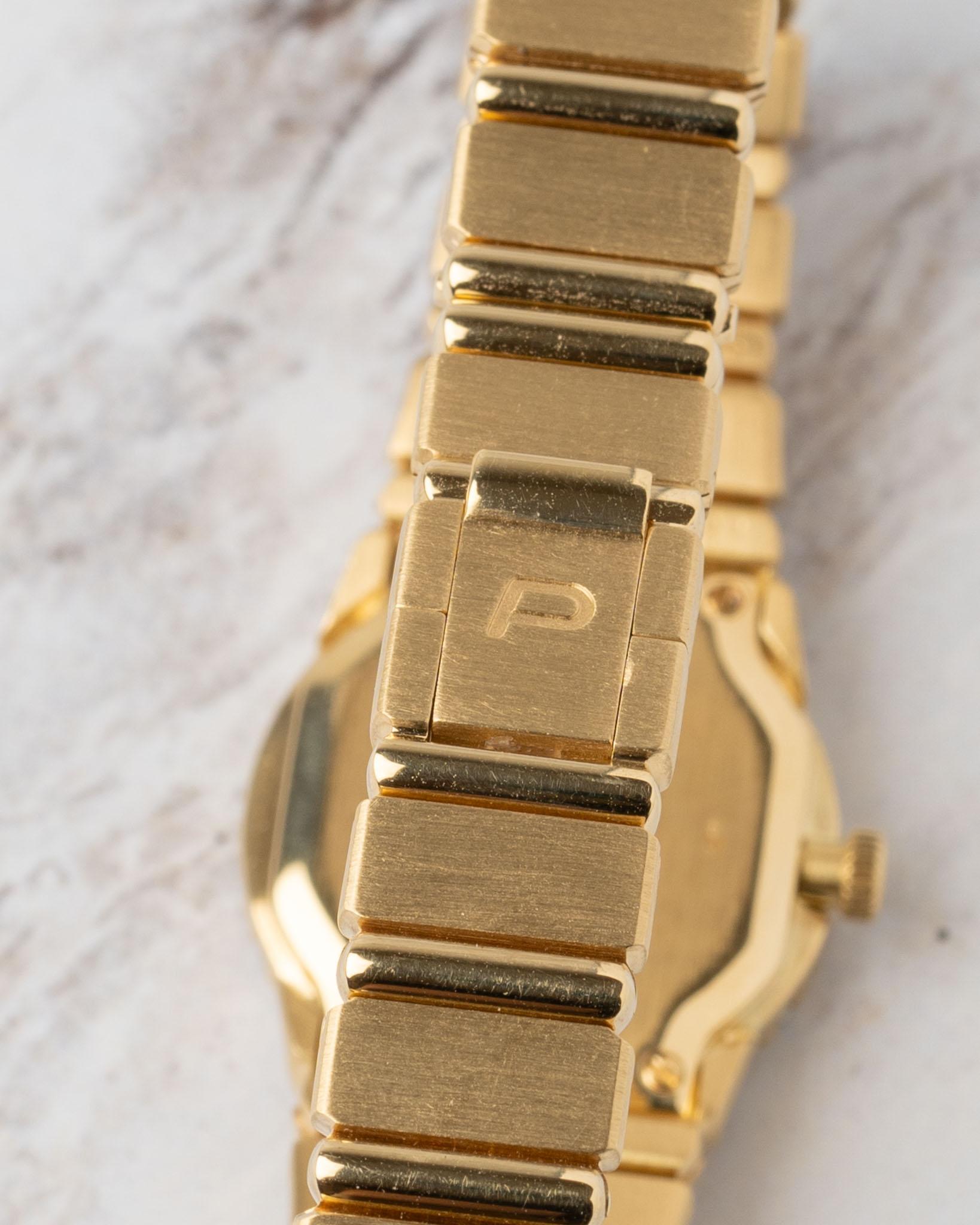 Piaget Polo Mini 8286 C701 Bisel Grande Diamante Esfera Onyx 18k YG en venta 4