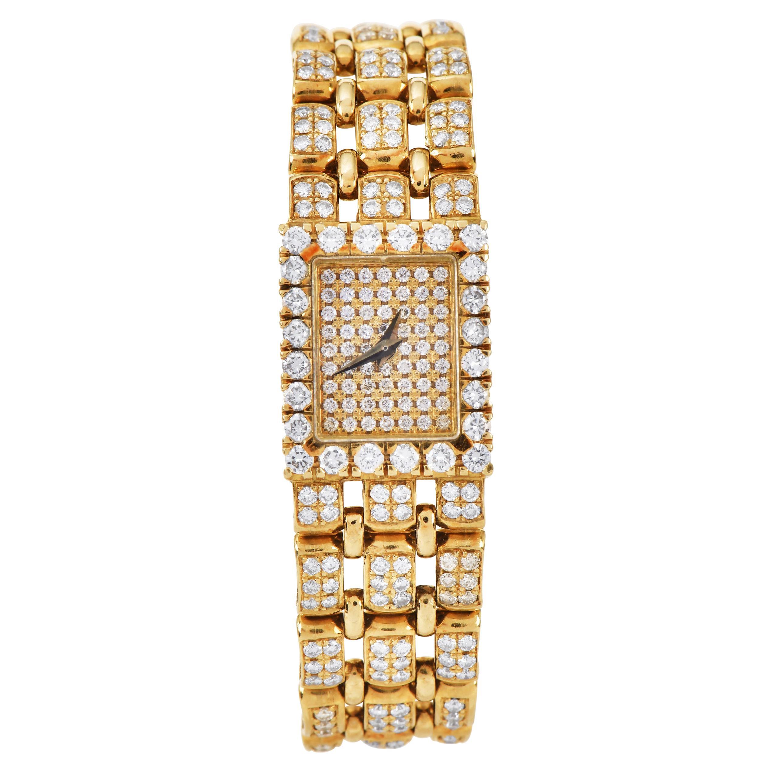 Piaget Polo Quartz 18K Gelbgold Pave Diamond Mini Damenuhr im Angebot