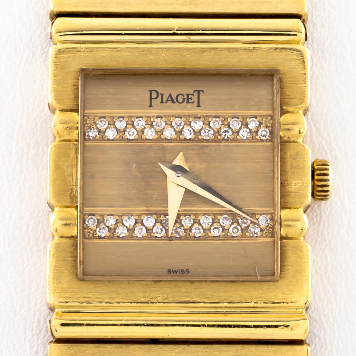 Piaget Polo-Quarz-Diamant-Zifferblatt 18 Karat Gelbgold Damenuhr 458116 (Perle) im Angebot