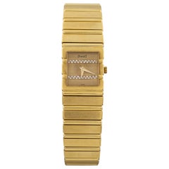 Vintage Piaget Polo Quartz Diamond Dial 18 Karat Yellow Gold Women's Watch 458116