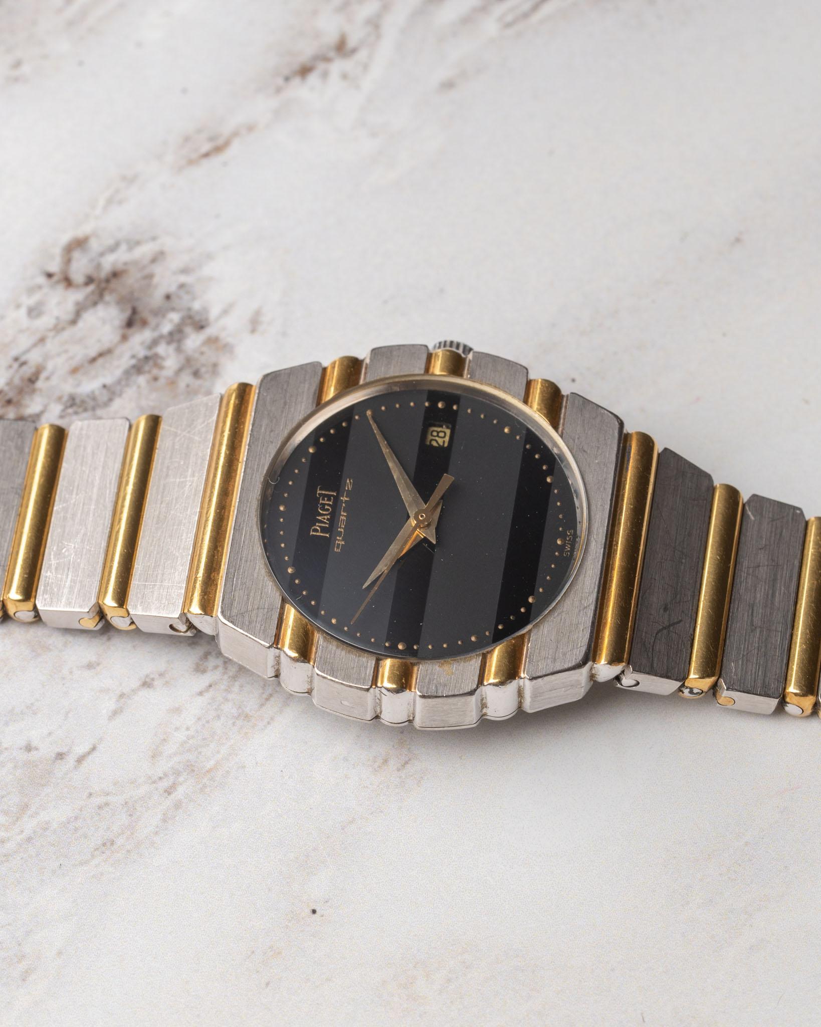 Piaget Polo Klein 15761 C701 Deux Or Schwarzes Zifferblatt 18k WG/YG im Angebot 6
