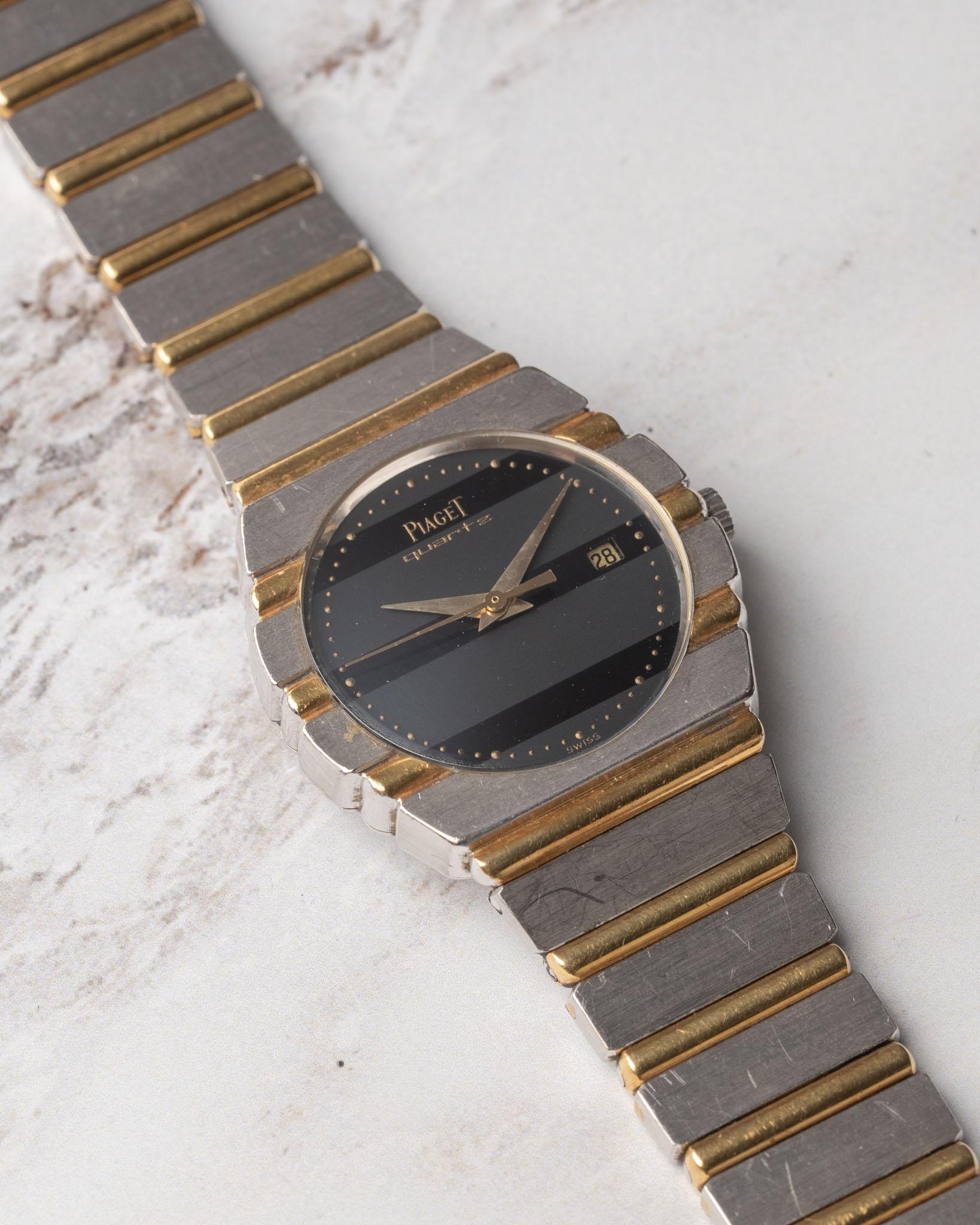 Piaget Polo Klein 15761 C701 Deux Or Schwarzes Zifferblatt 18k WG/YG im Angebot 7