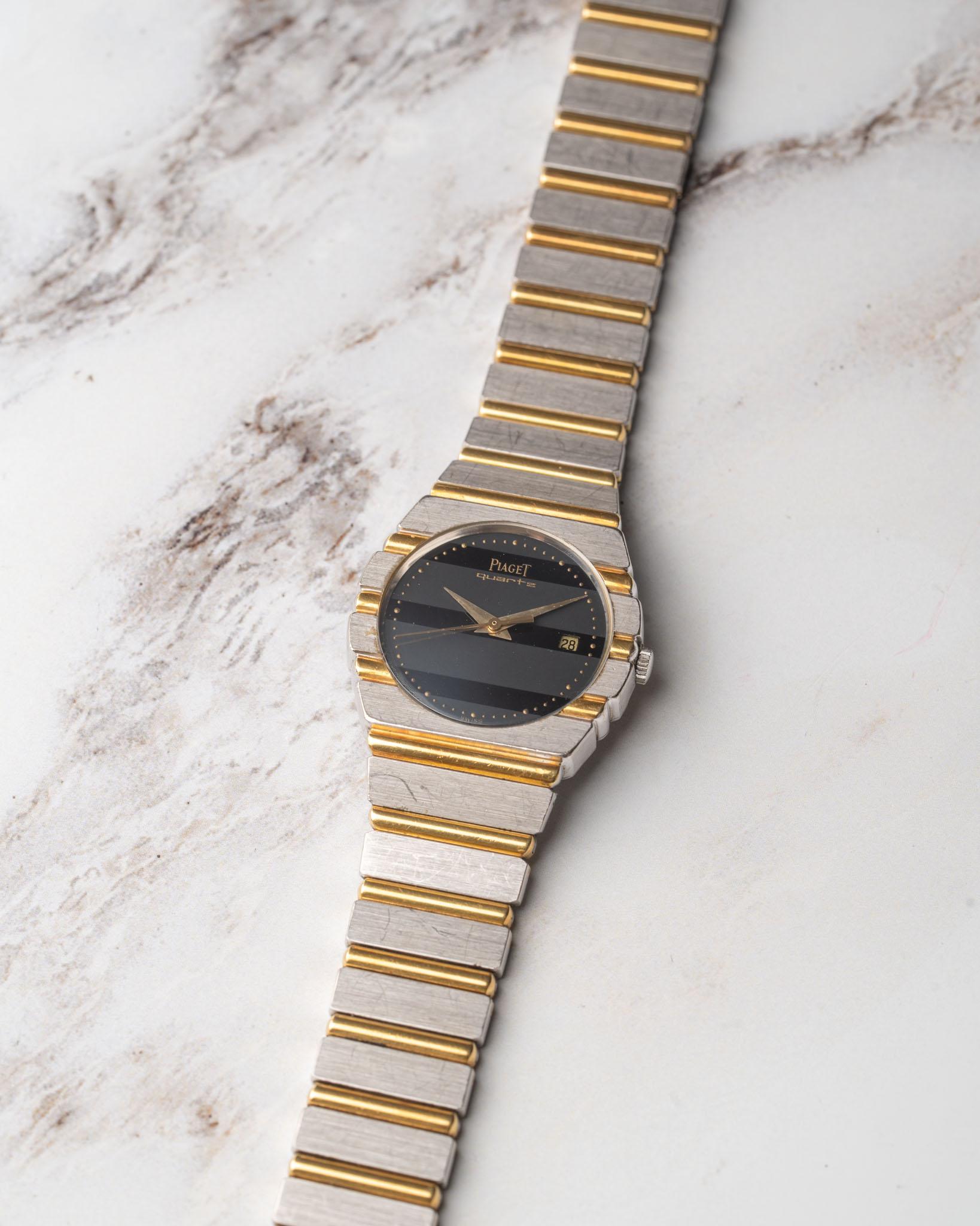 Piaget Polo Klein 15761 C701 Deux Or Schwarzes Zifferblatt 18k WG/YG im Angebot 8