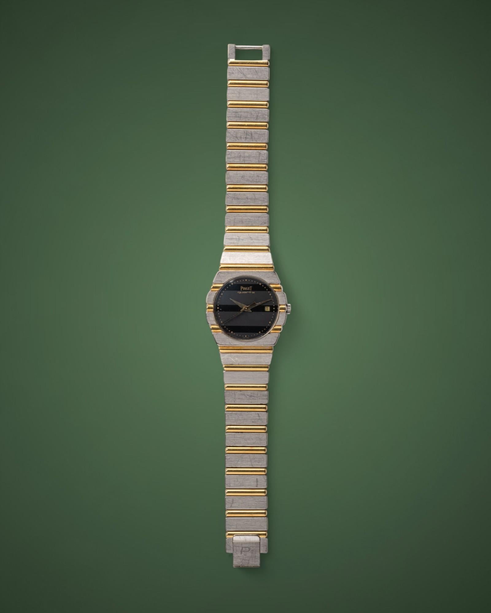 Piaget Polo Klein 15761 C701 Deux Or Schwarzes Zifferblatt 18k WG/YG im Angebot 11