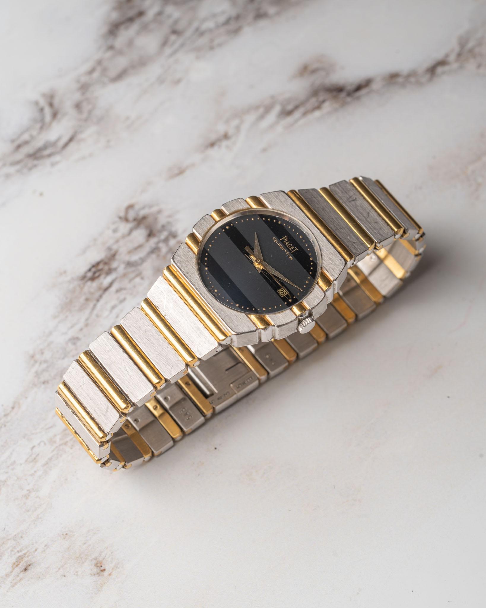 Piaget Polo Klein 15761 C701 Deux Or Schwarzes Zifferblatt 18k WG/YG im Angebot 1