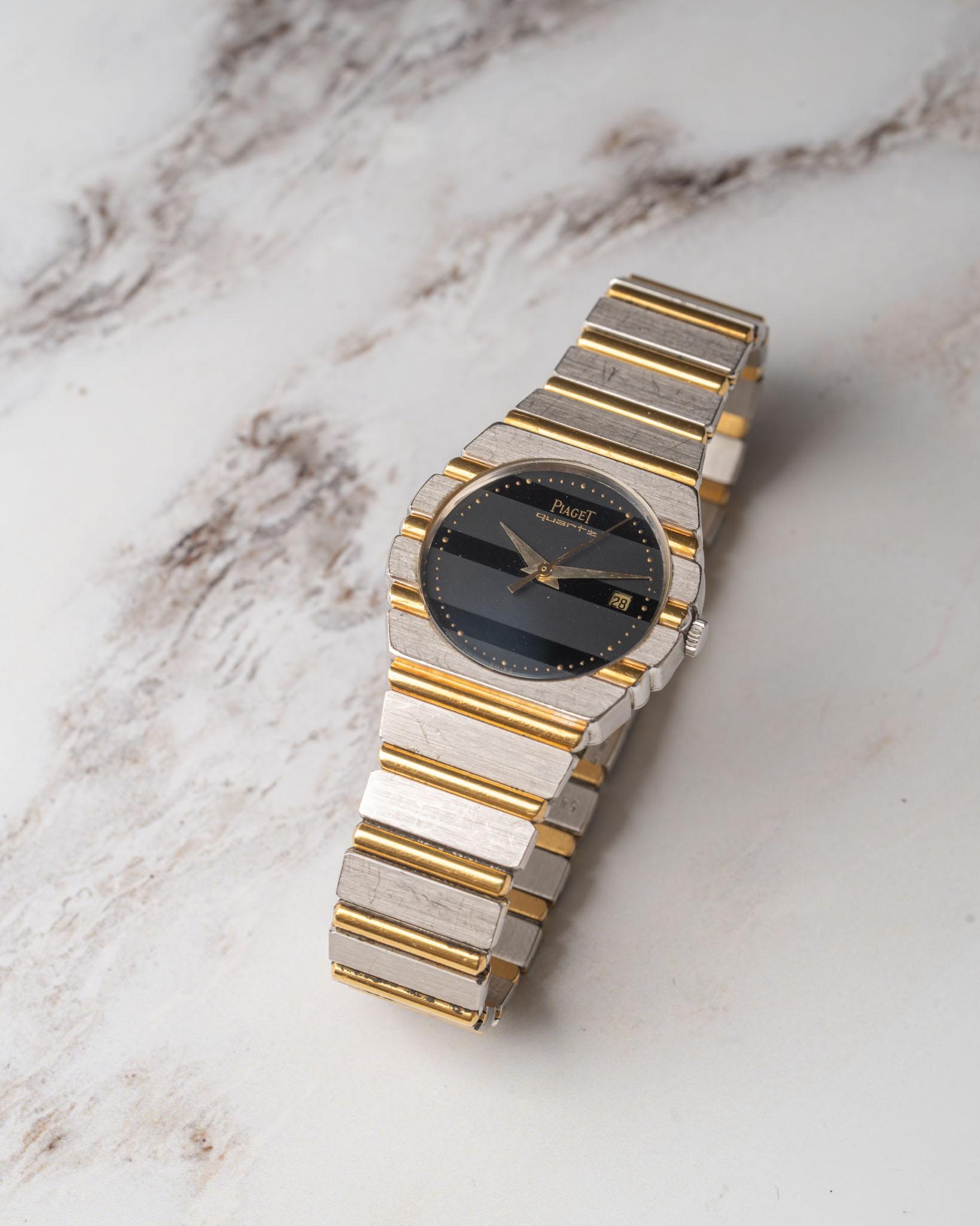 Piaget Polo Klein 15761 C701 Deux Or Schwarzes Zifferblatt 18k WG/YG im Angebot 2
