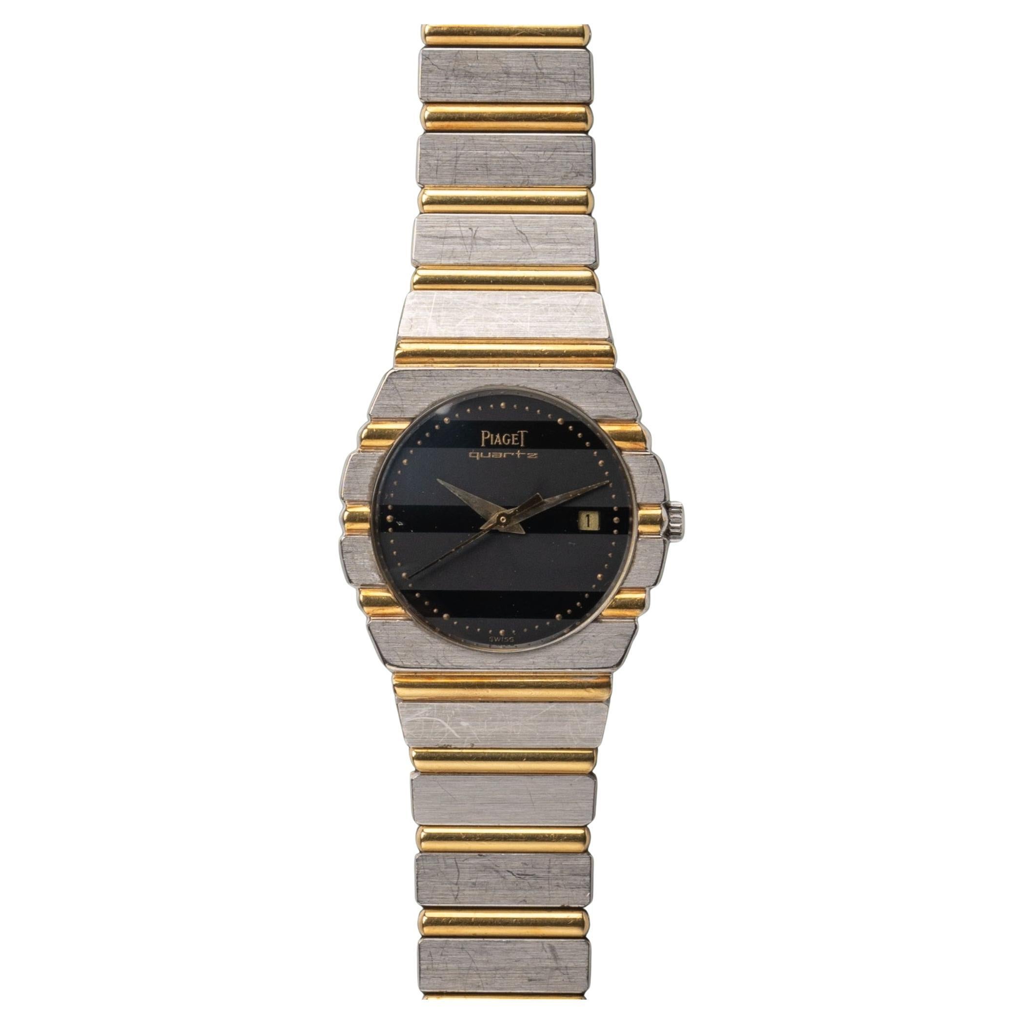 Piaget Polo Klein 15761 C701 Deux Or Schwarzes Zifferblatt 18k WG/YG im Angebot