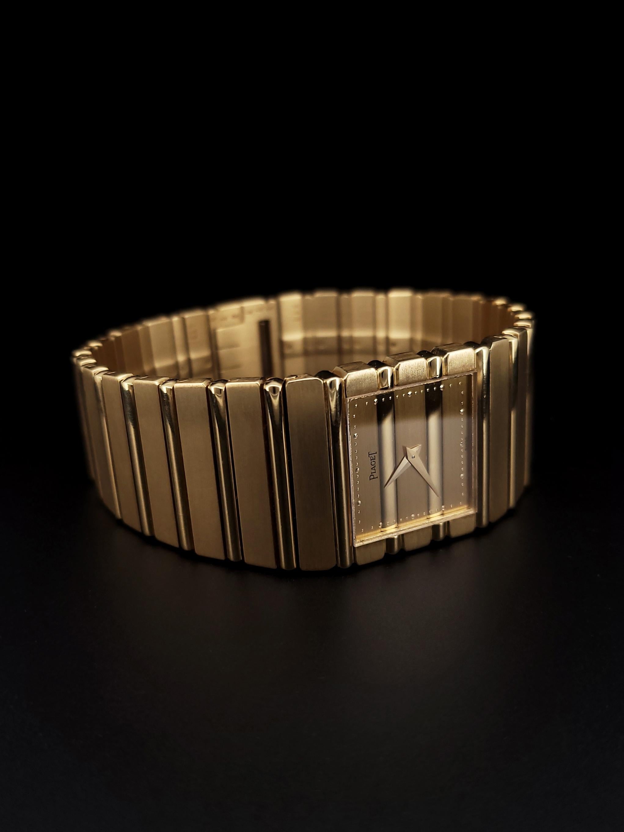 Women's or Men's Piaget Polo Square 18k Yellow Gold Watch 7131 C701 For Sale