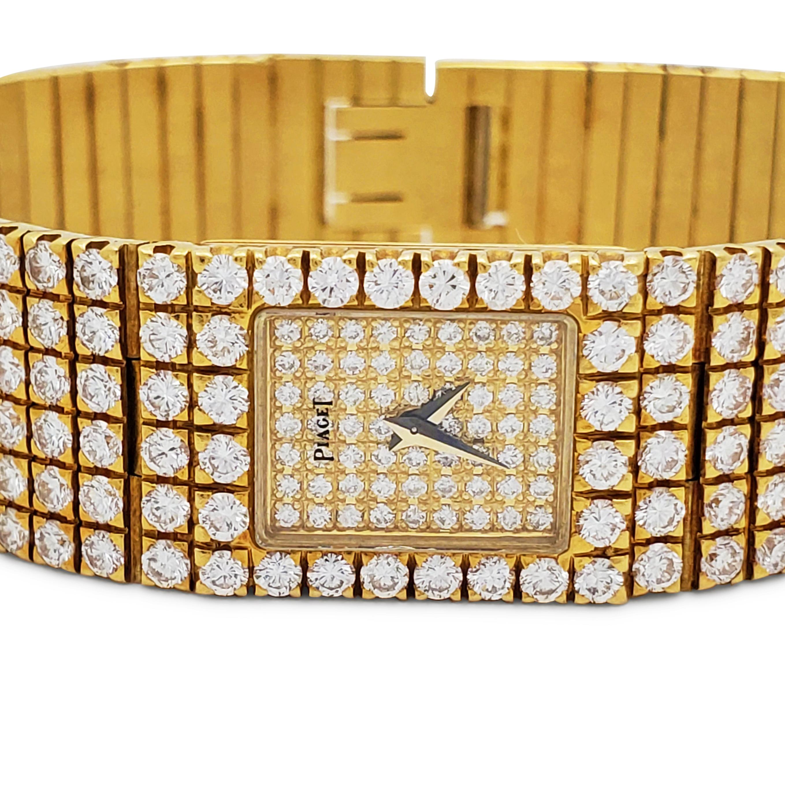 Round Cut Piaget Polo Yellow Gold Diamond Ladies Watch