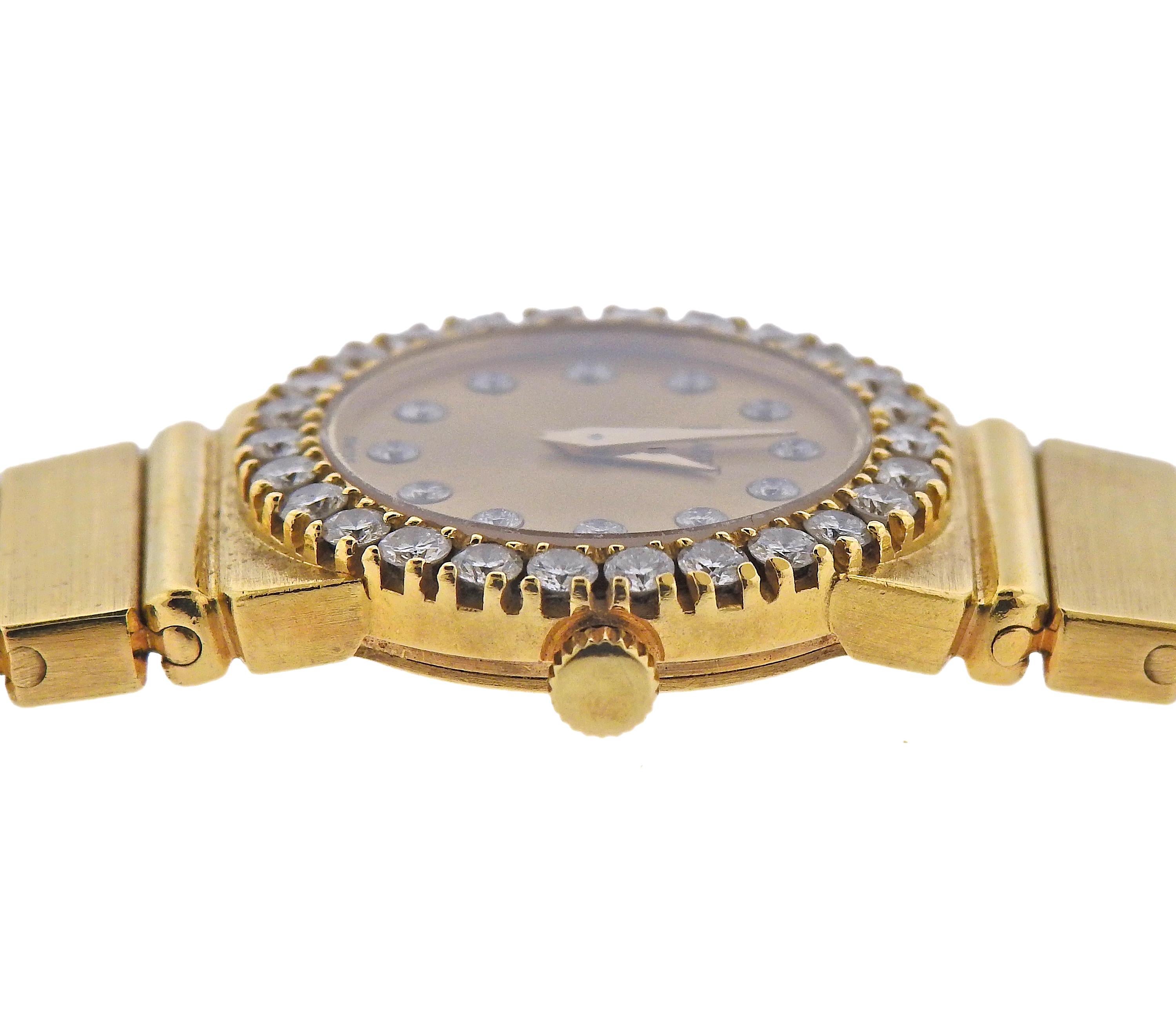 Round Cut Piaget Polo Yellow Gold Diamond Lady's Watch