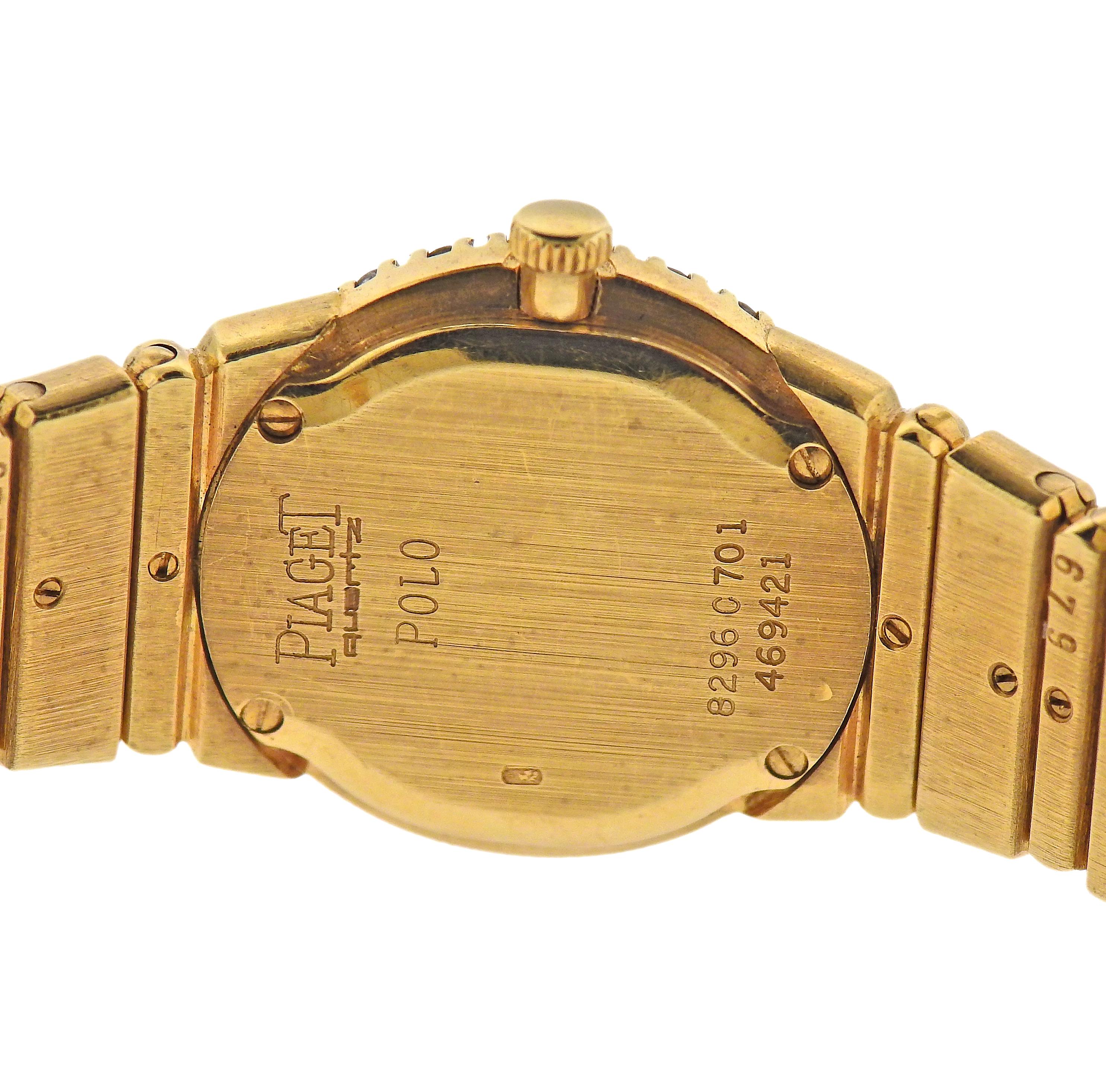 Piaget Polo Yellow Gold Diamond Lady's Watch In Excellent Condition In New York, NY